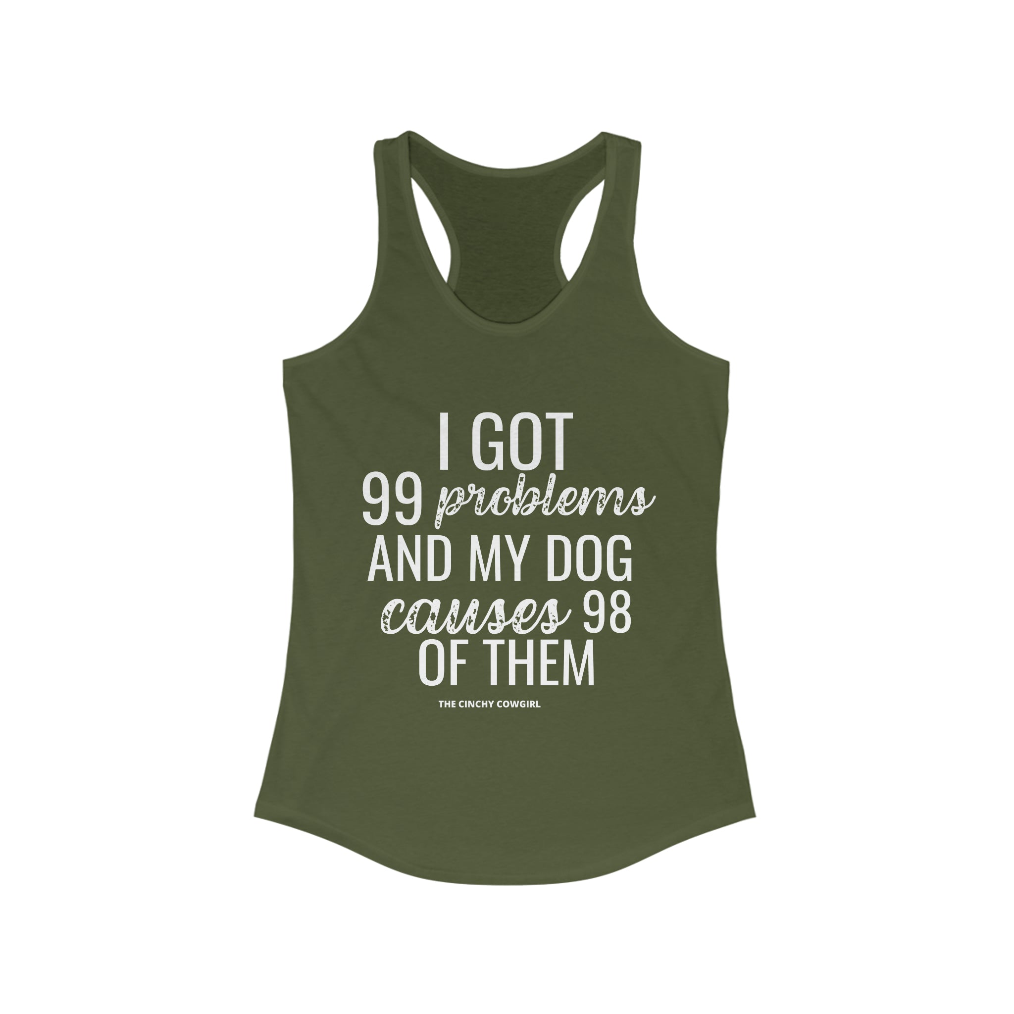 Dog Problems Racerback Tank tcc graphic tee Printify XS Solid Military Green