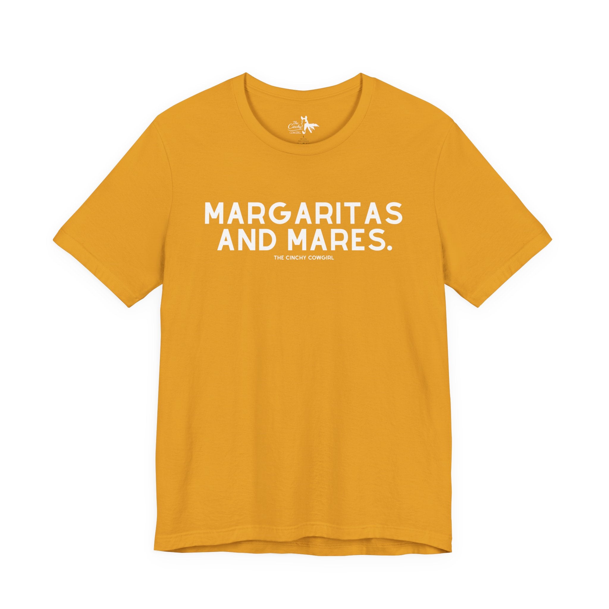 Margaritas & Mares Short Sleeve Tee T-Shirt The Cinchy Cowgirl - Print Mustard XS