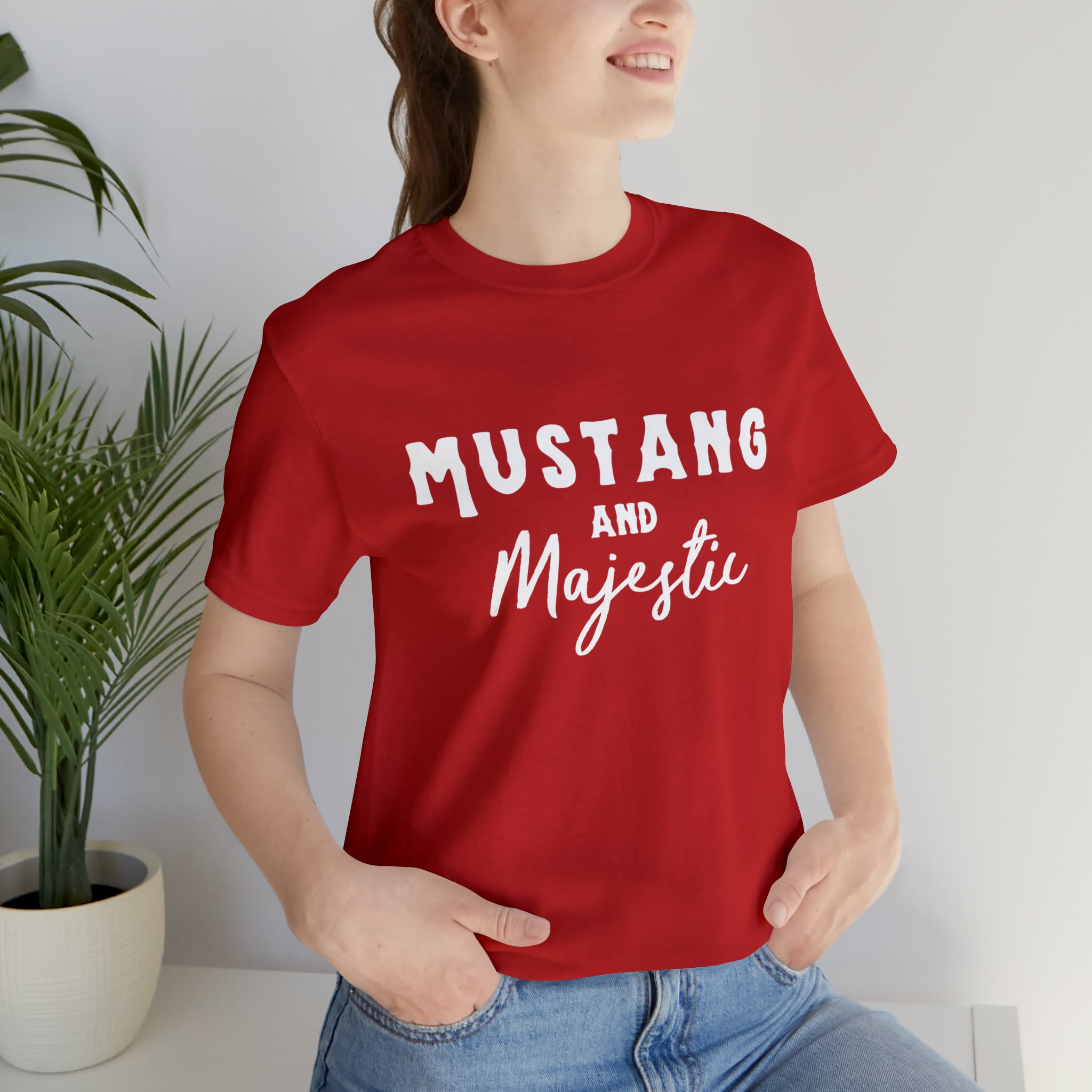 Mustang & Majestic Short Sleeve Tee Horse Color Shirt Printify Red XS