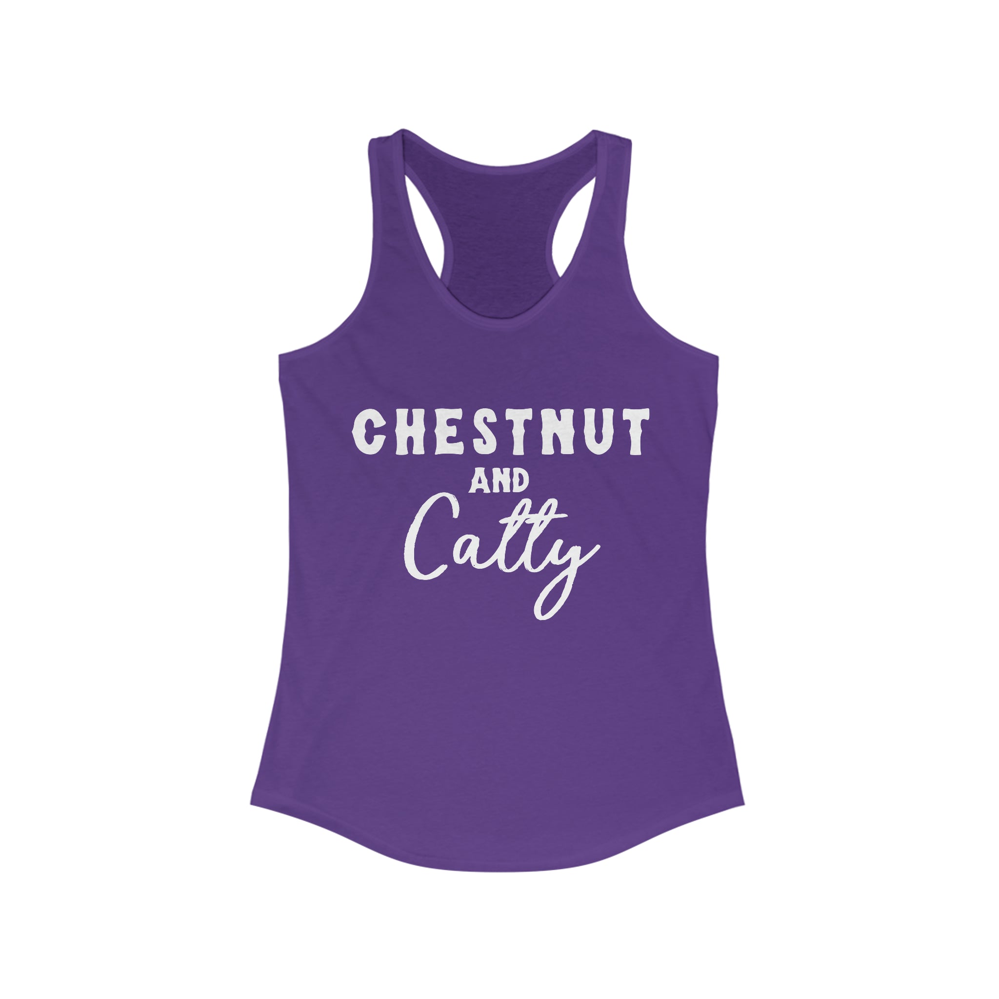 Chestnut & Catty Racerback Tank Horse Color Shirts Printify XS Solid Purple Rush