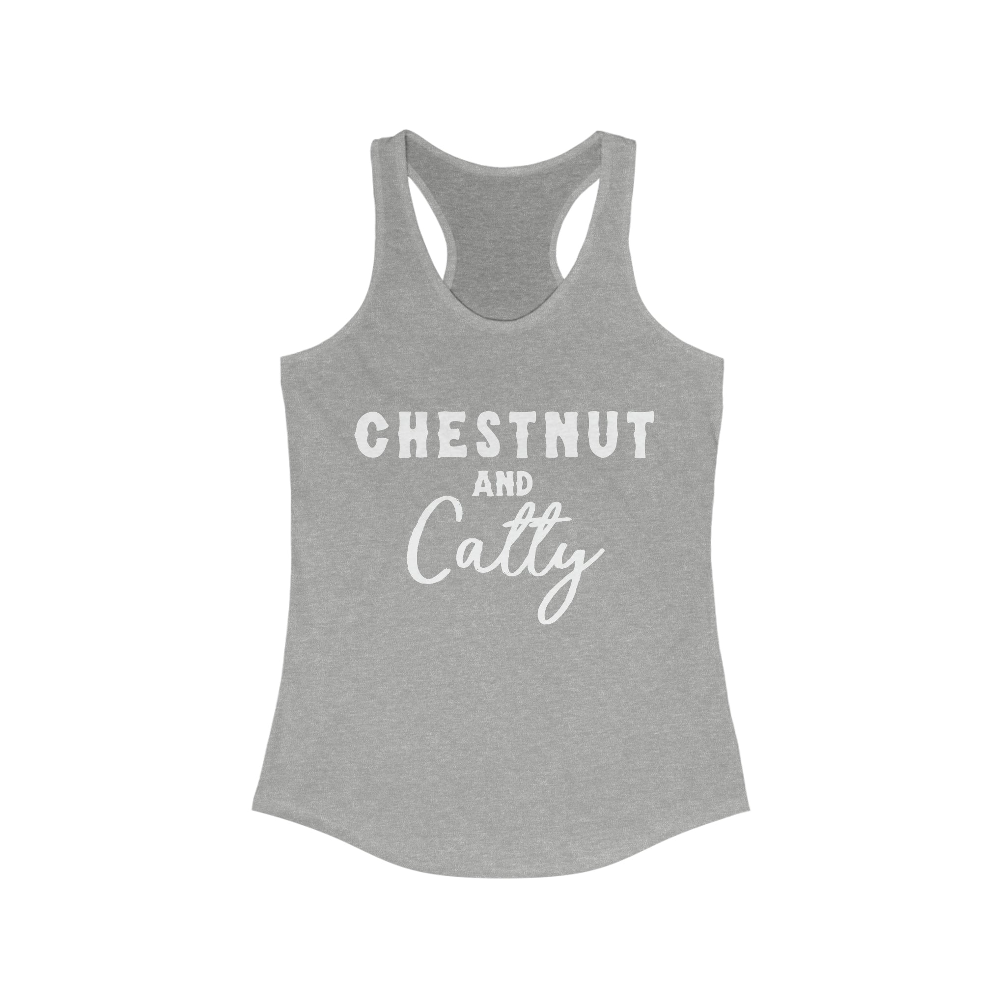 Chestnut & Catty Racerback Tank Horse Color Shirts Printify XS Heather Grey