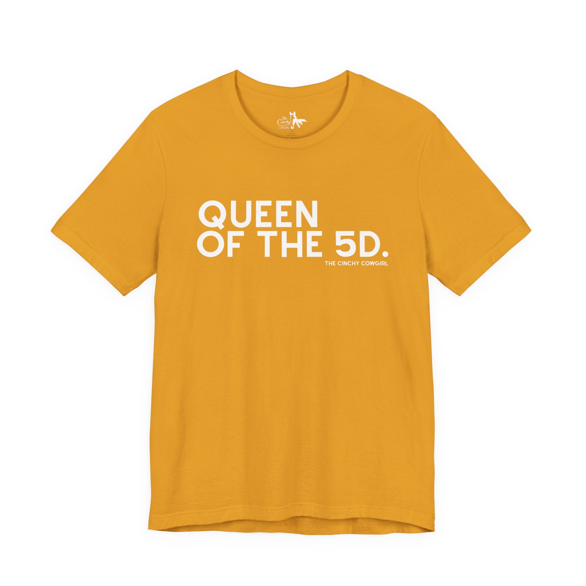 Queen of the 5D Short Sleeve Tee graphic tee - dropship The Cinchy Cowgirl - Print Mustard XS