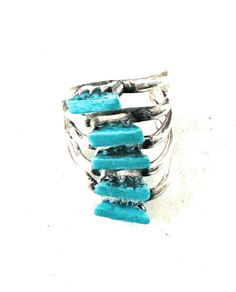 Navajo Sterling Silver & Turquoise Left Ear Cuff Signed NT jewelry Nizhoni Traders LLC   