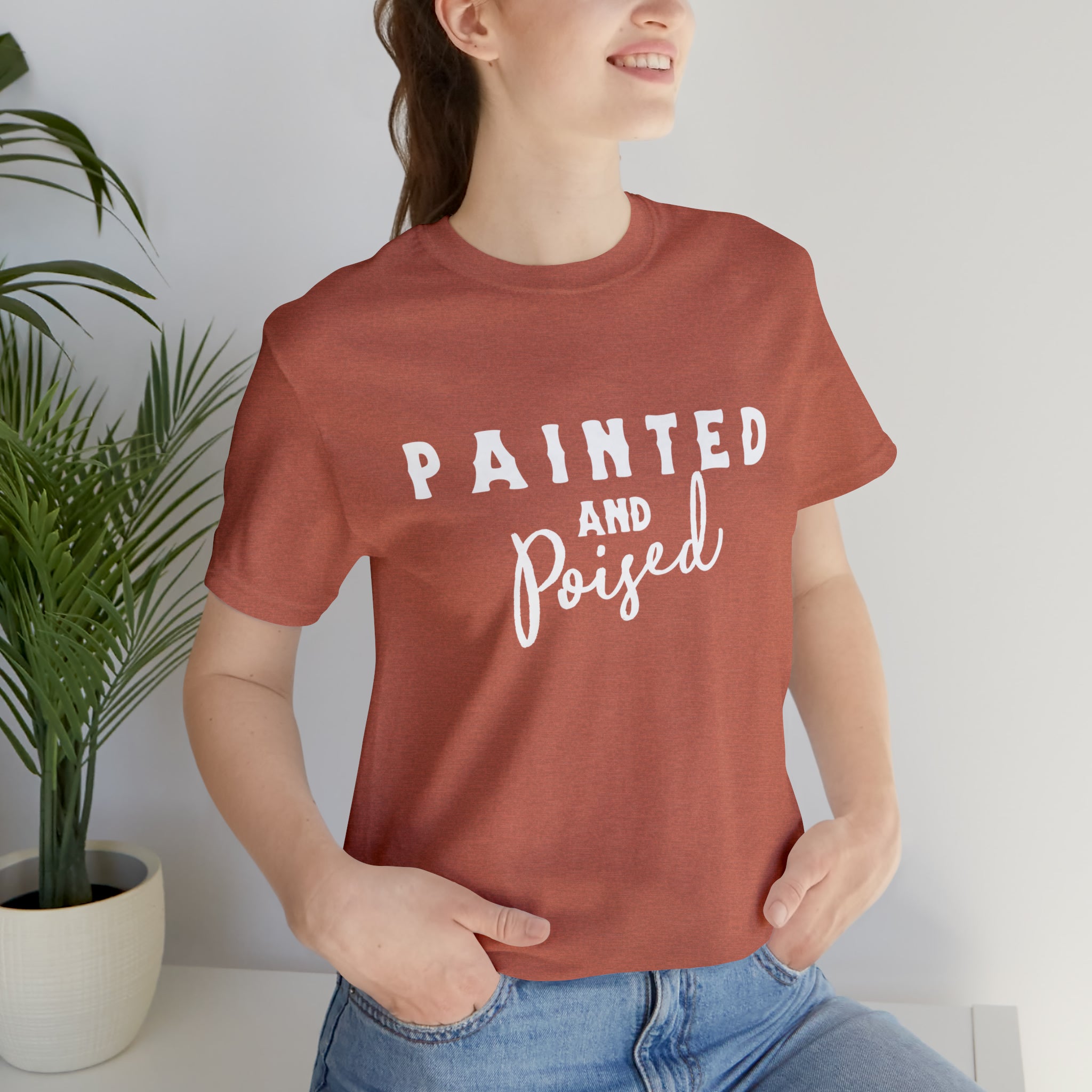Painted & Poised Short Sleeve Tee Horse Color Shirt Printify Heather Clay XS