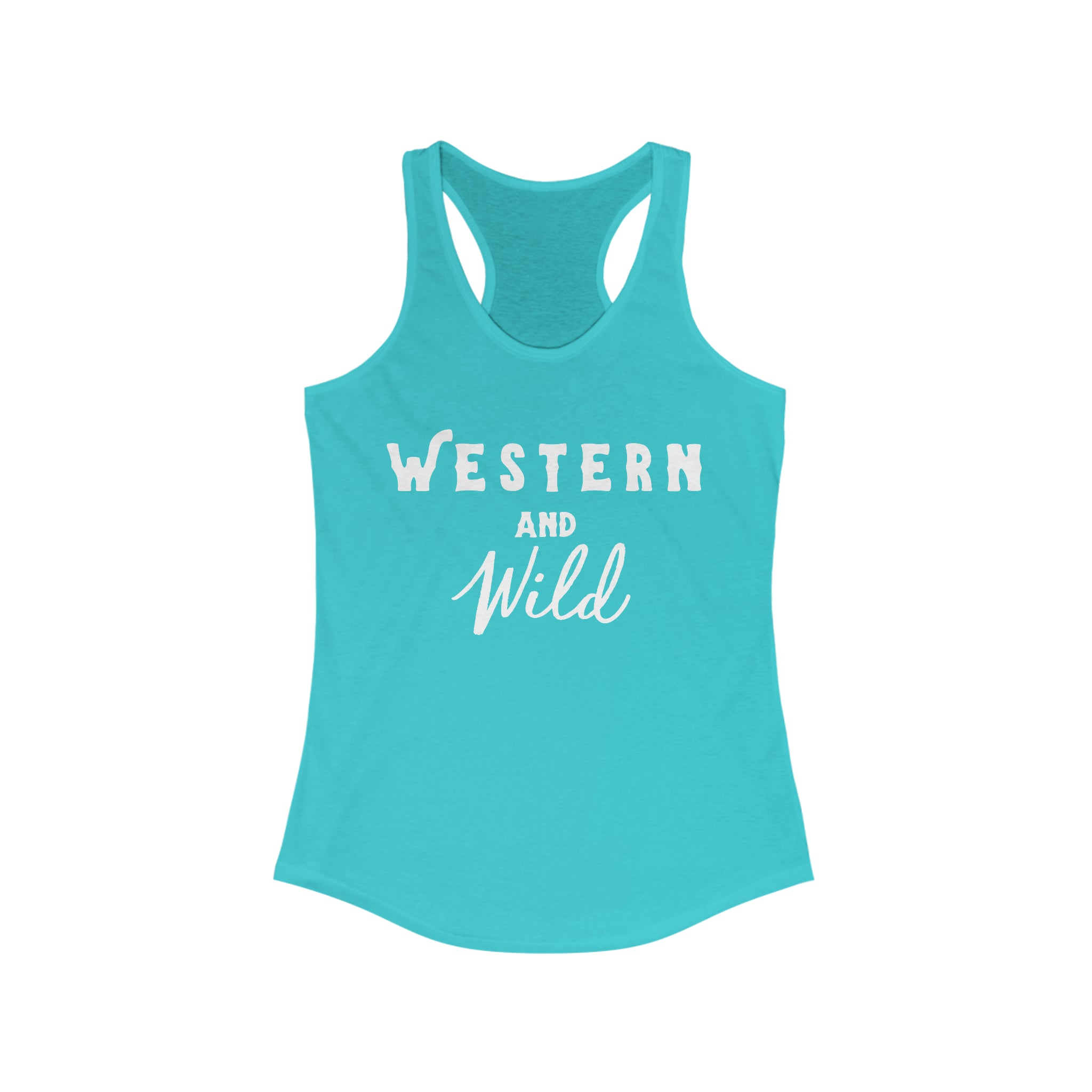 Western & Wild Racerback Tank Horse Riding Discipline Tee Printify XS Solid Tahiti Blue