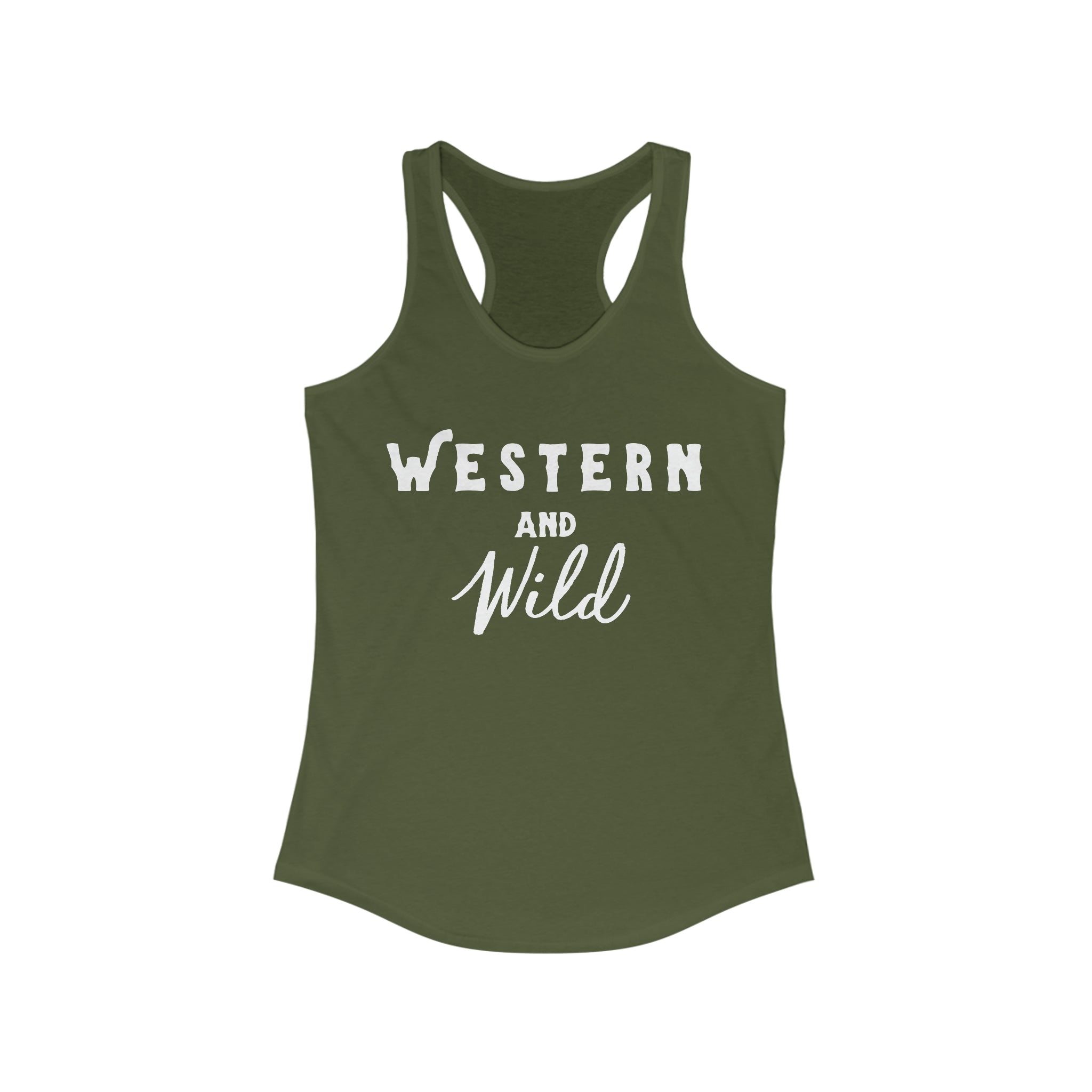 Western & Wild Racerback Tank Horse Riding Discipline Tee Printify XS Solid Military Green