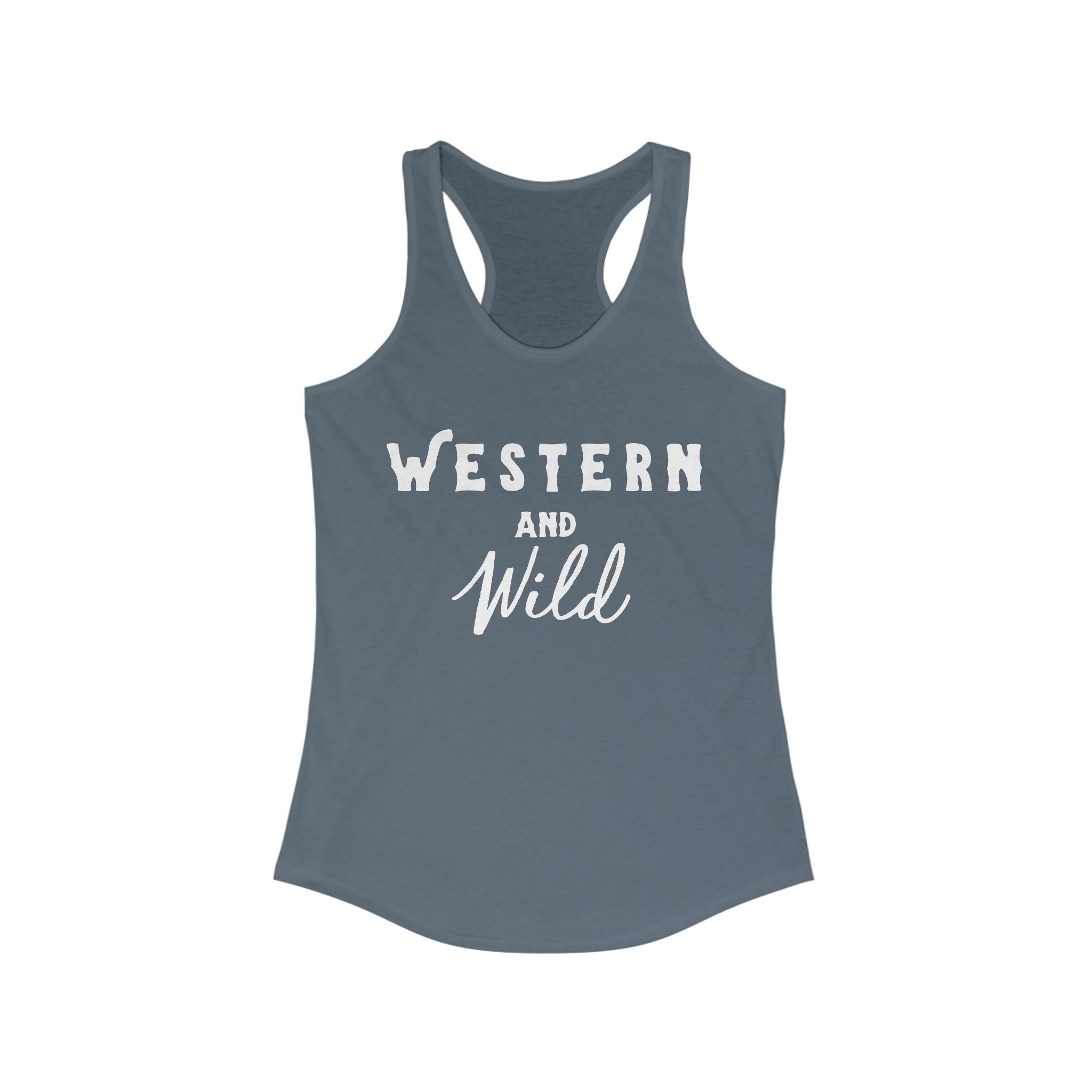 Western & Wild Racerback Tank Horse Riding Discipline Tee Printify XS Solid Indigo