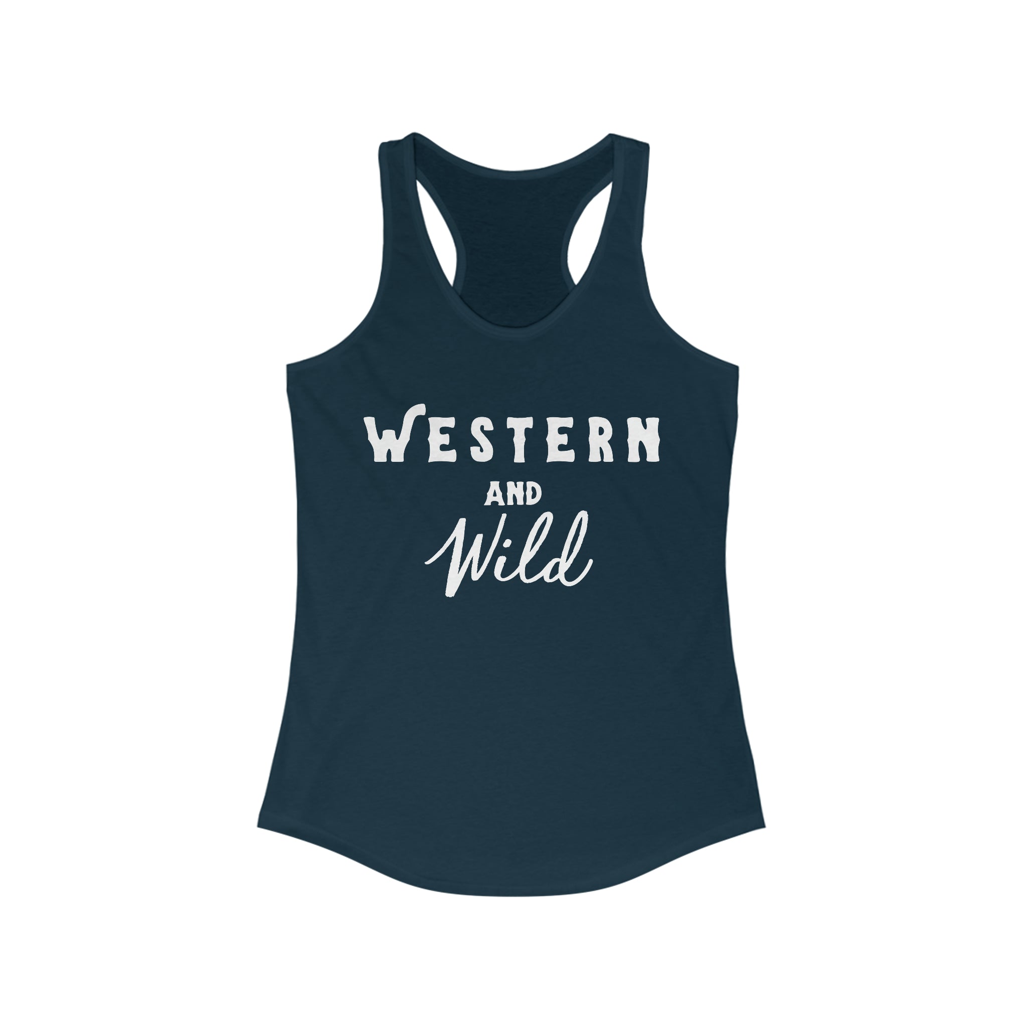 Western & Wild Racerback Tank Horse Riding Discipline Tee Printify XS Solid Midnight Navy