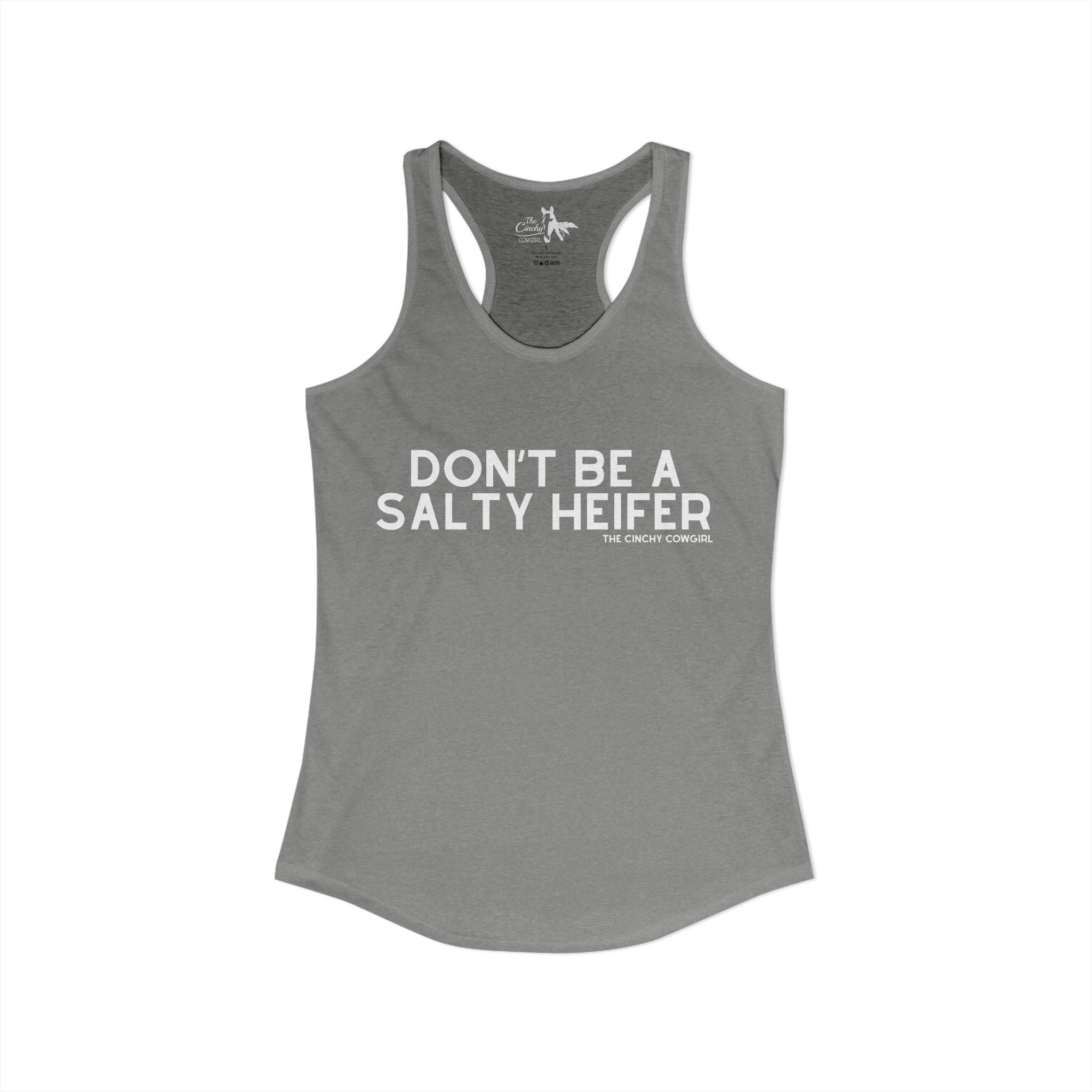 Don't Be A Salty Heifer Tank Top Tank Top The Cinchy Cowgirl - Print XS Heather Grey