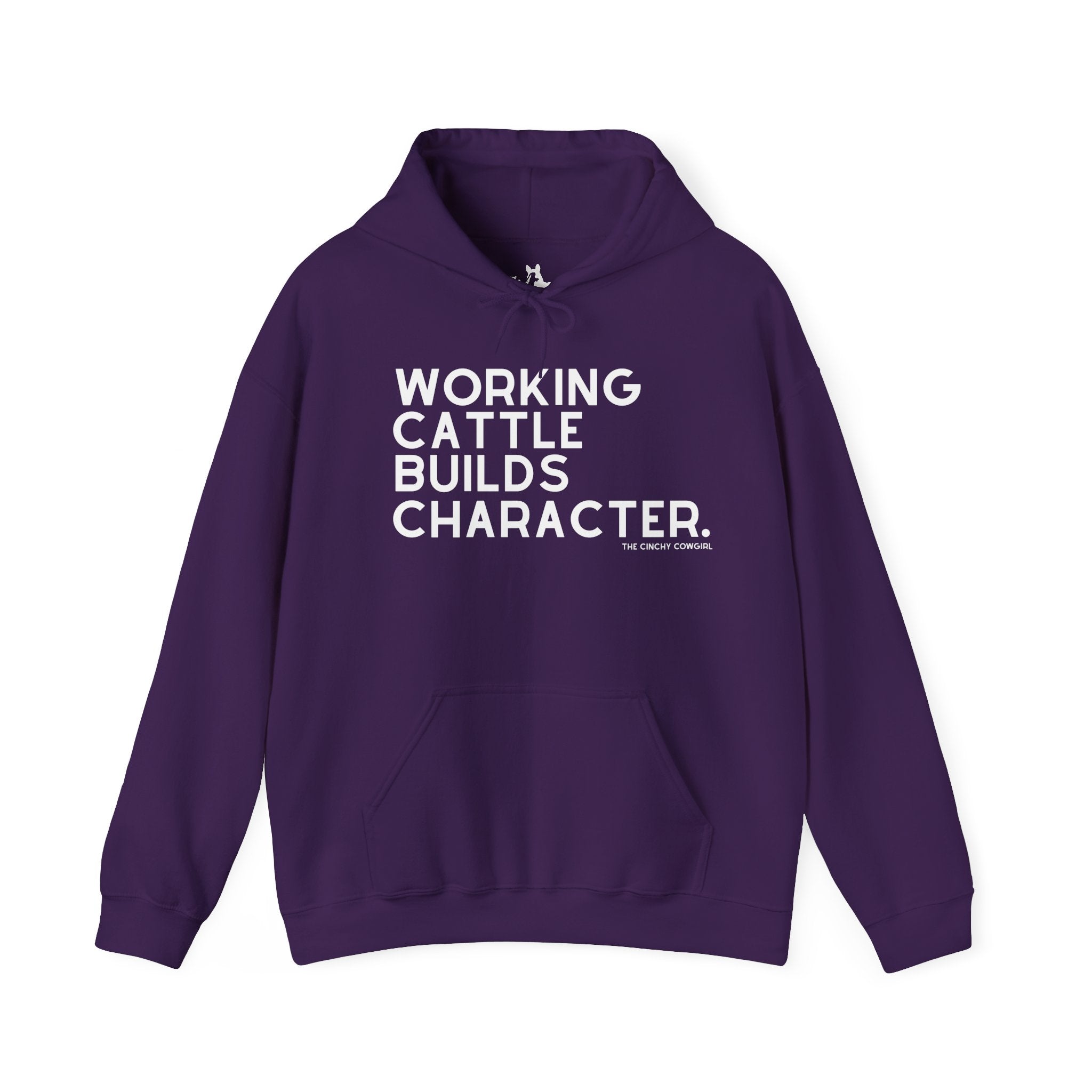 Working Cattle Builds Character Hoodie Hoodie The Cinchy Cowgirl - Print Purple S