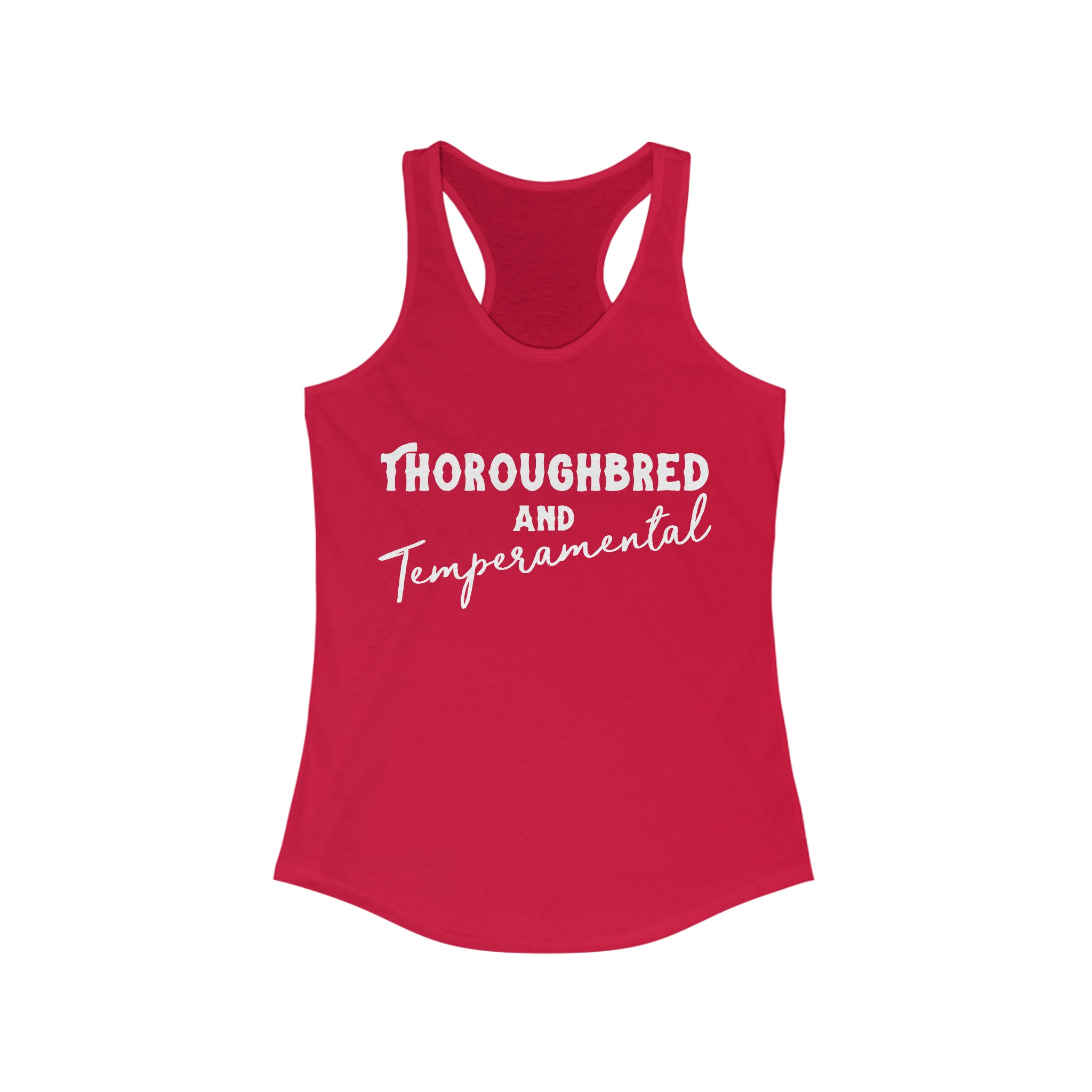 Thoroughbred & Temperamental Racerback Tank Horse Color Shirts Printify XS Solid Red