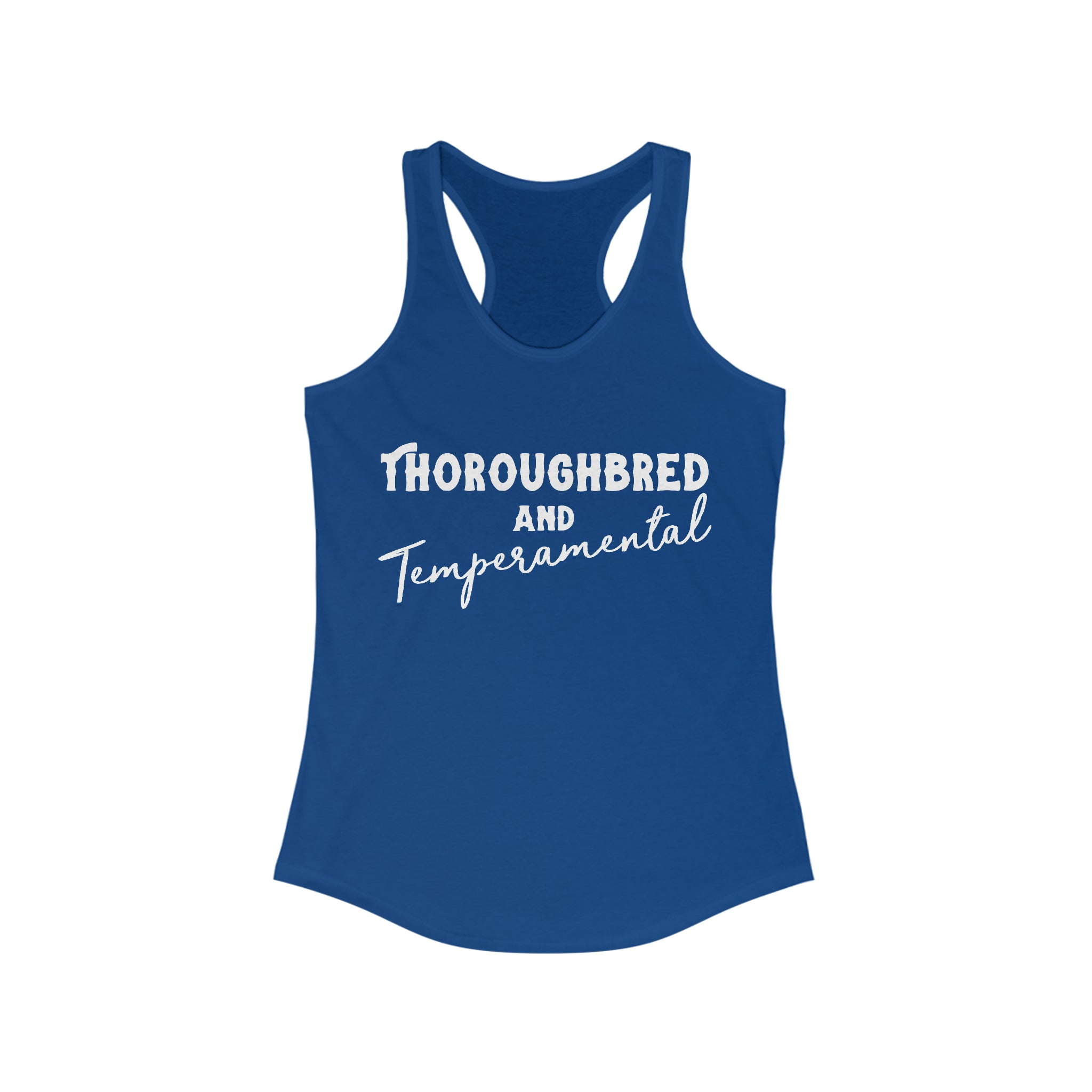 Thoroughbred & Temperamental Racerback Tank Horse Color Shirts Printify XS Solid Royal