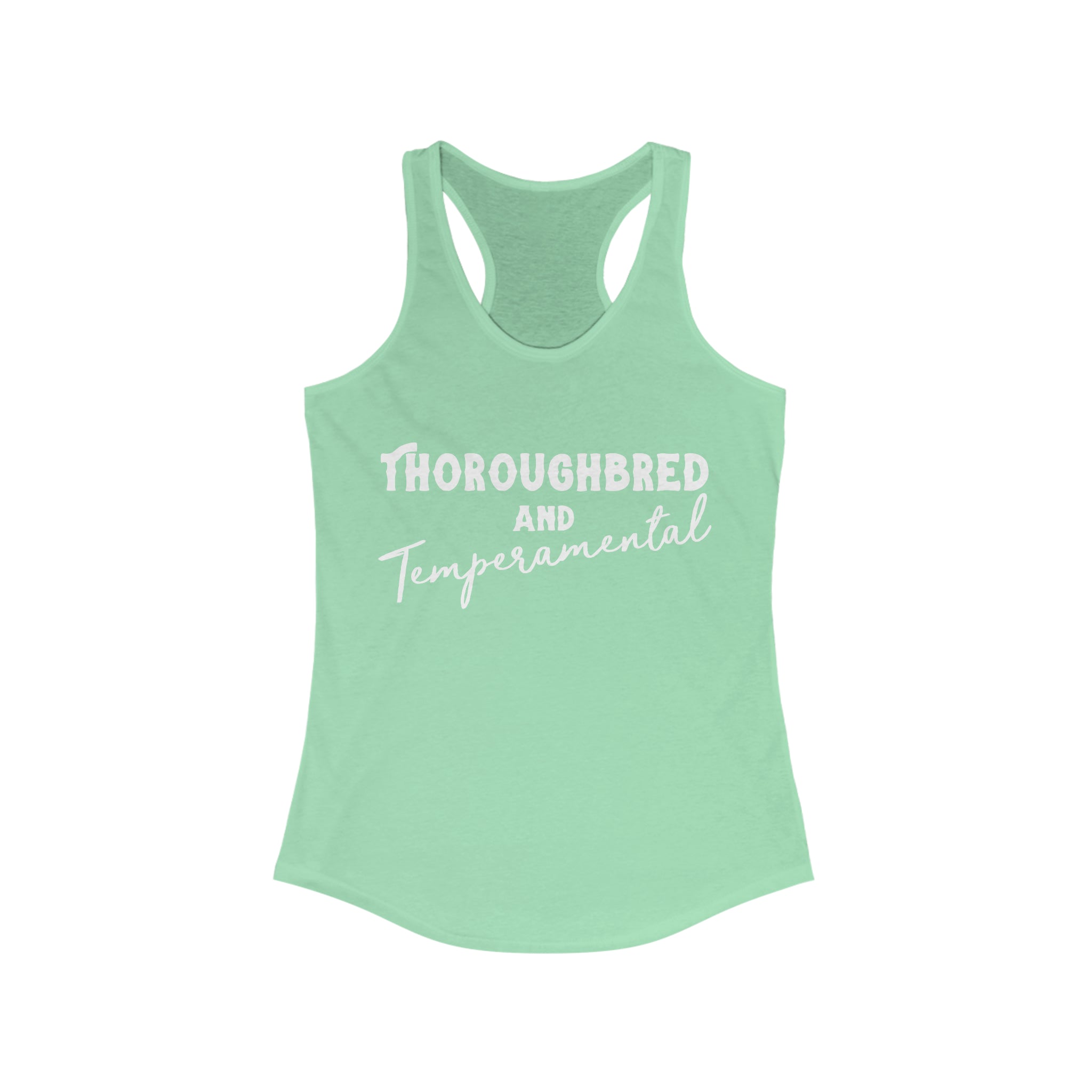 Thoroughbred & Temperamental Racerback Tank Horse Color Shirts Printify XS Solid Mint