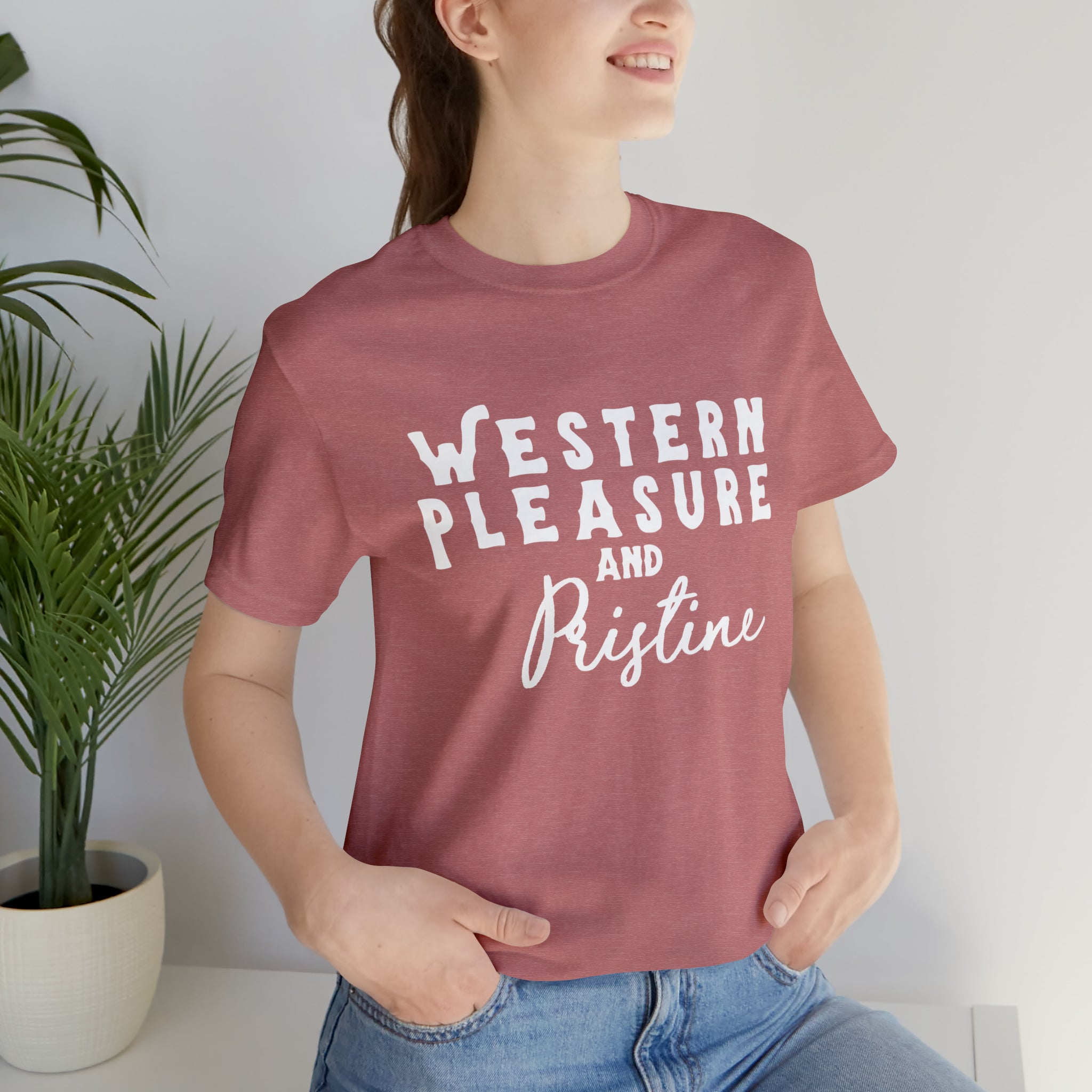 Western Pleasure & Prisitine Short Sleeve Tee Horse Riding Discipline Tee Printify Heather Mauve XS