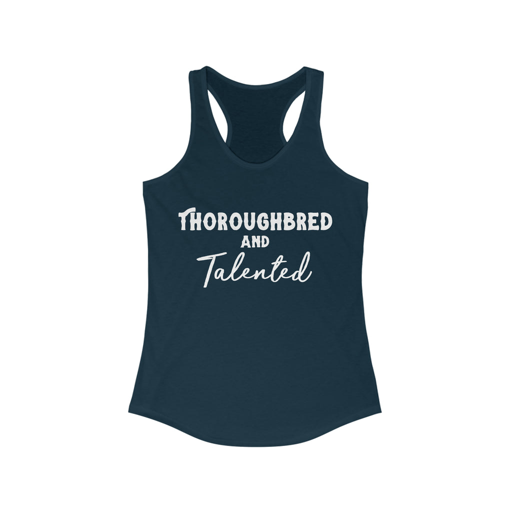 Thoroughbred & Talented Racerback Tank Horse Color Shirts Printify XS Solid Midnight Navy 