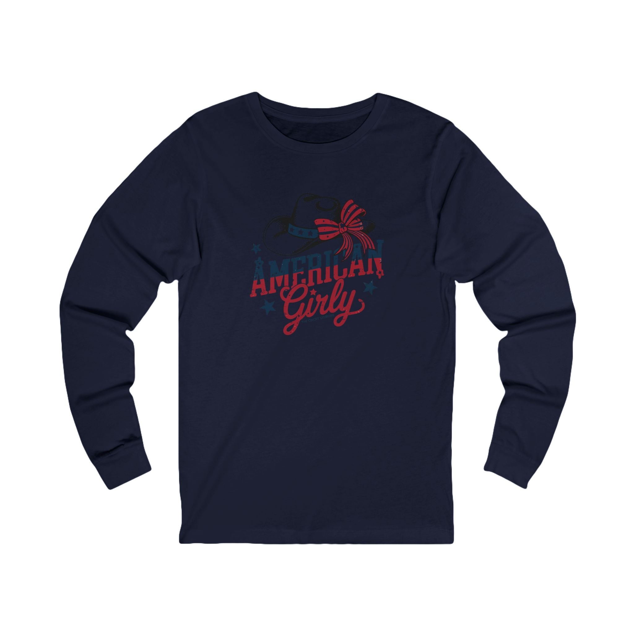 American Girly Long Sleeve Tee Long-sleeve The Cinchy Cowgirl - Print XL Navy