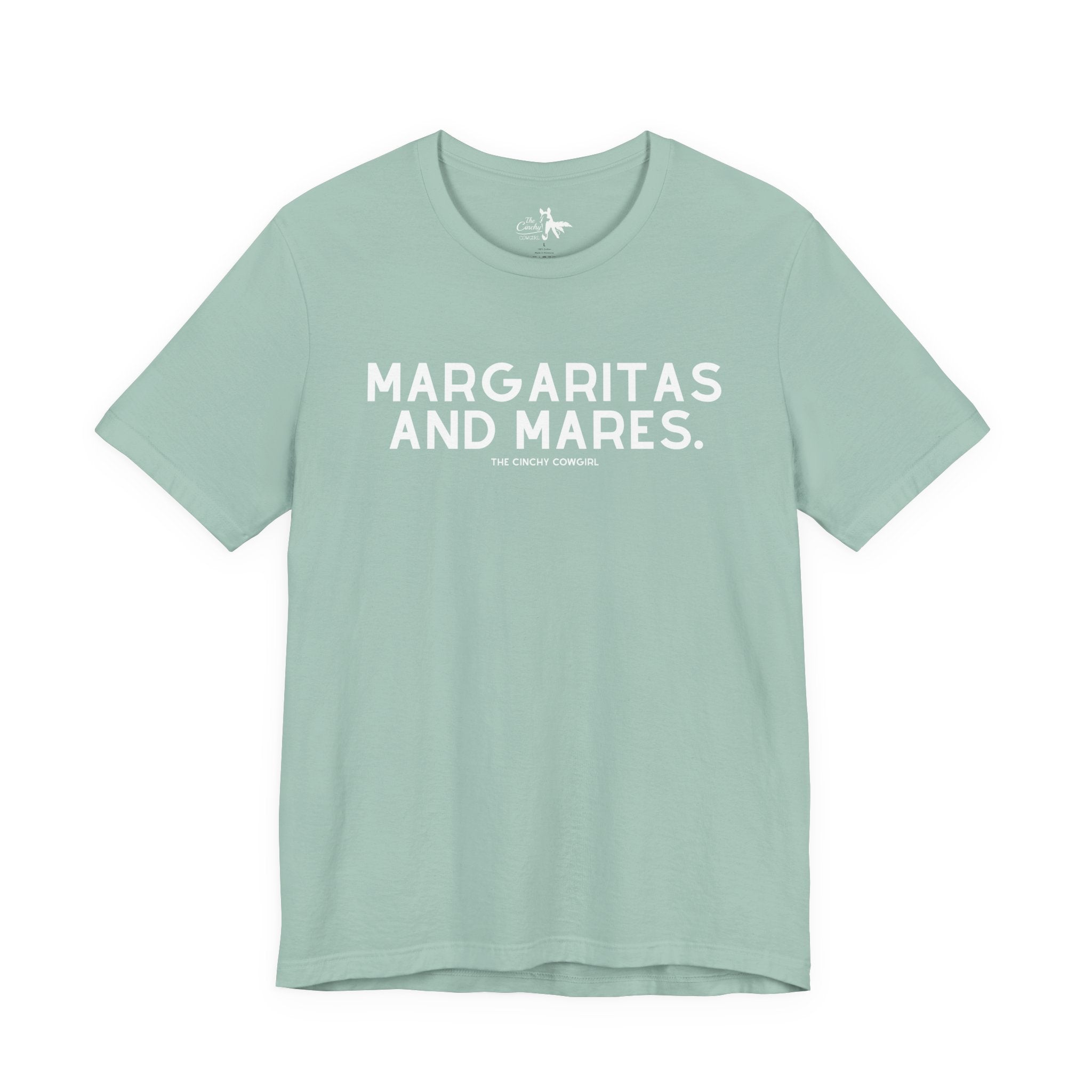 Margaritas & Mares Short Sleeve Tee T-Shirt The Cinchy Cowgirl - Print Dusty Blue XS