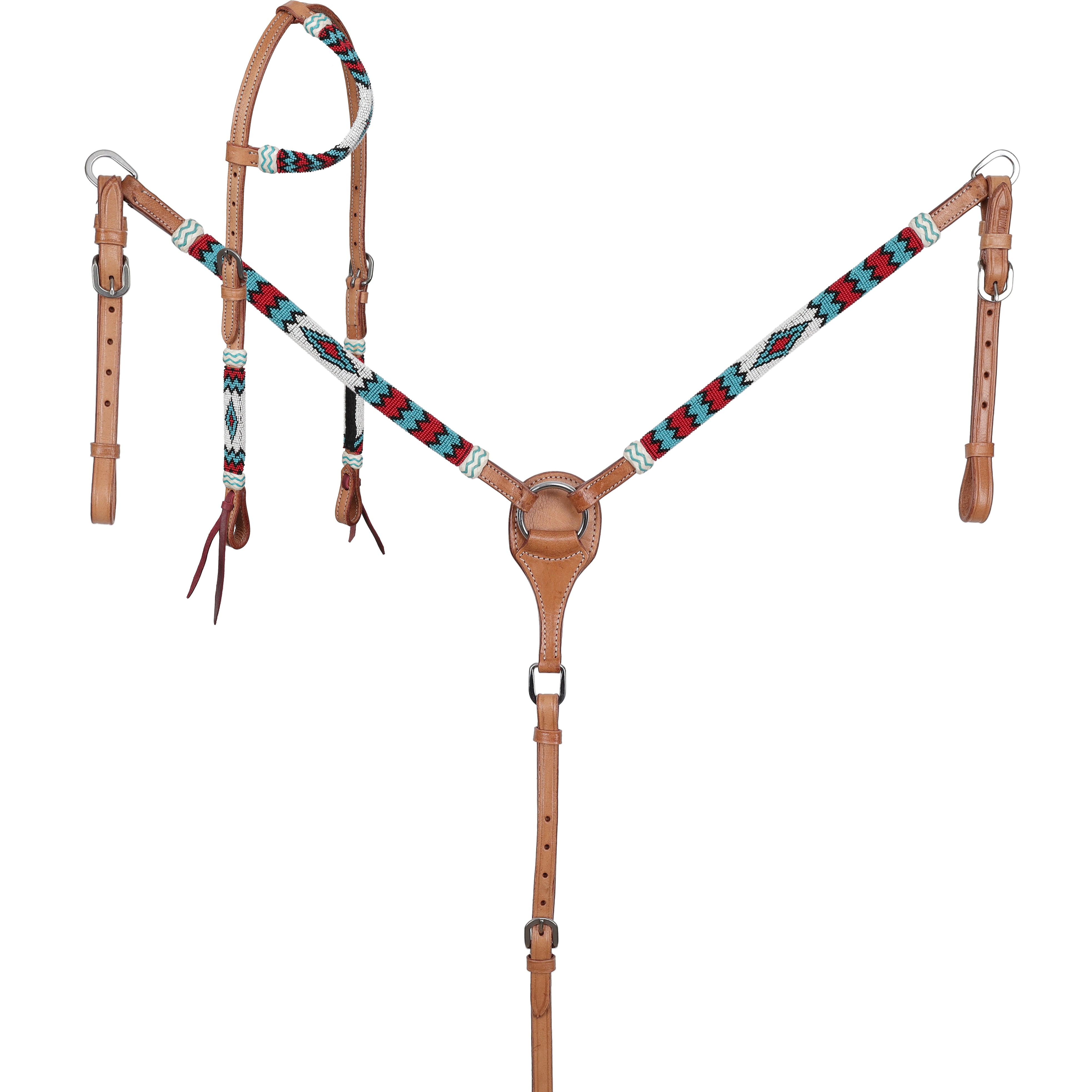 Red Beaded Headstall & Breastcollar Set headstall set Shiloh