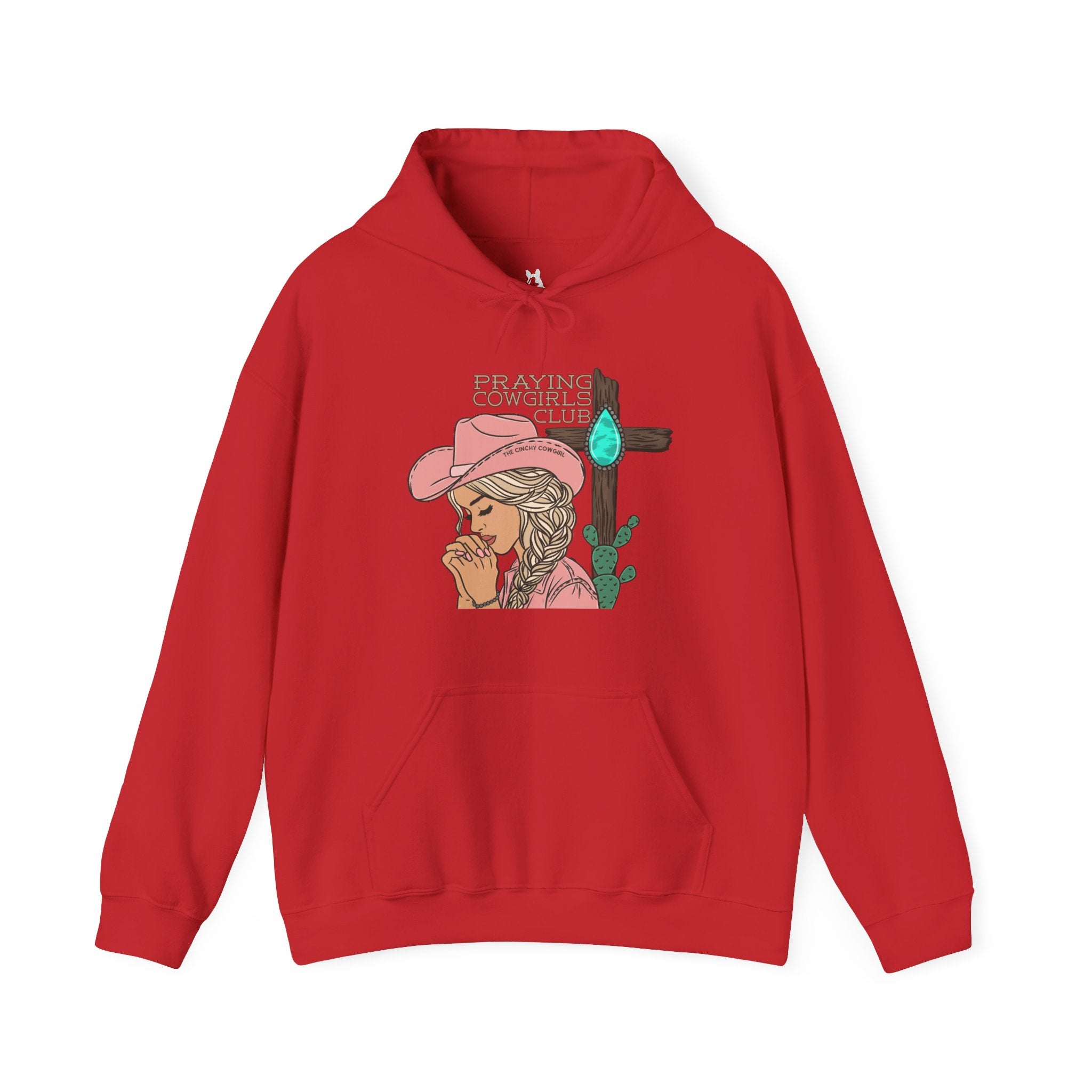 Praying Cowgirls Club Hoodie Hoodie The Cinchy Cowgirl - Print Red S