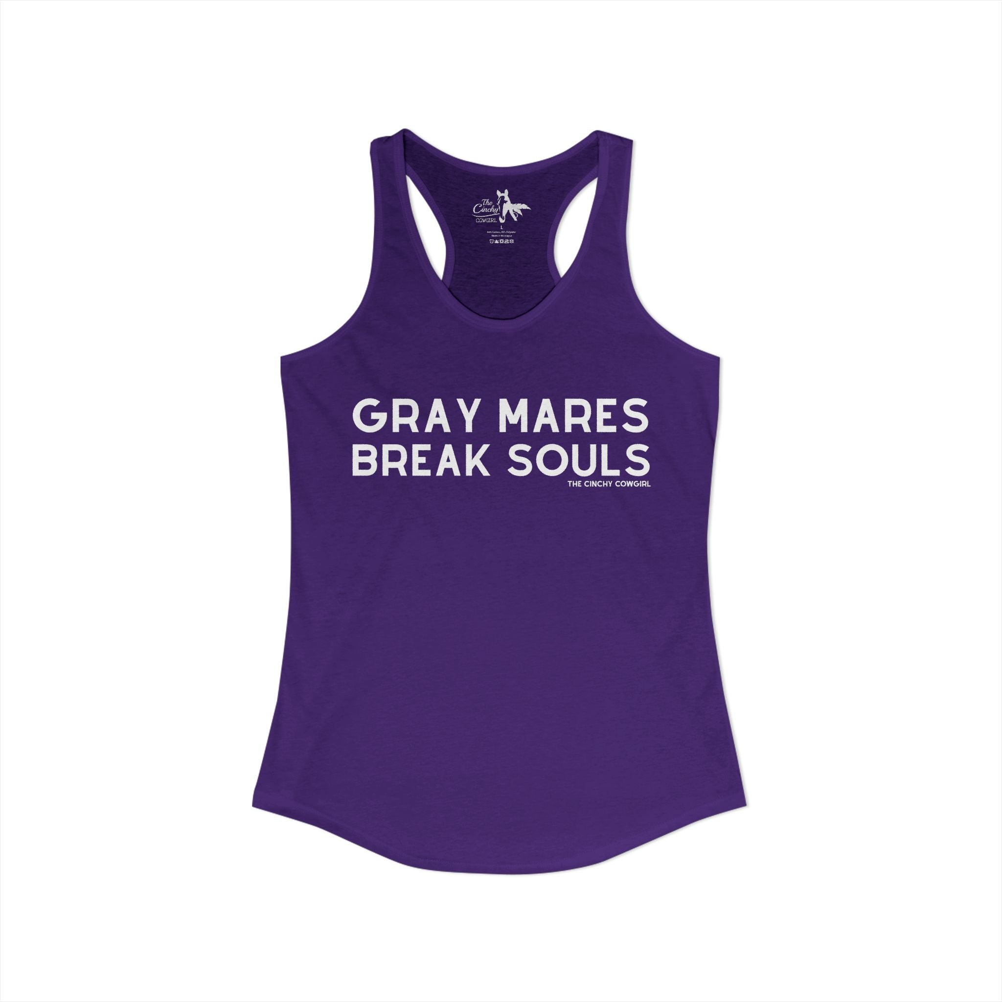 Gray Mares Break Souls Tank Top Tank Top The Cinchy Cowgirl - Print XS Solid Purple Rush
