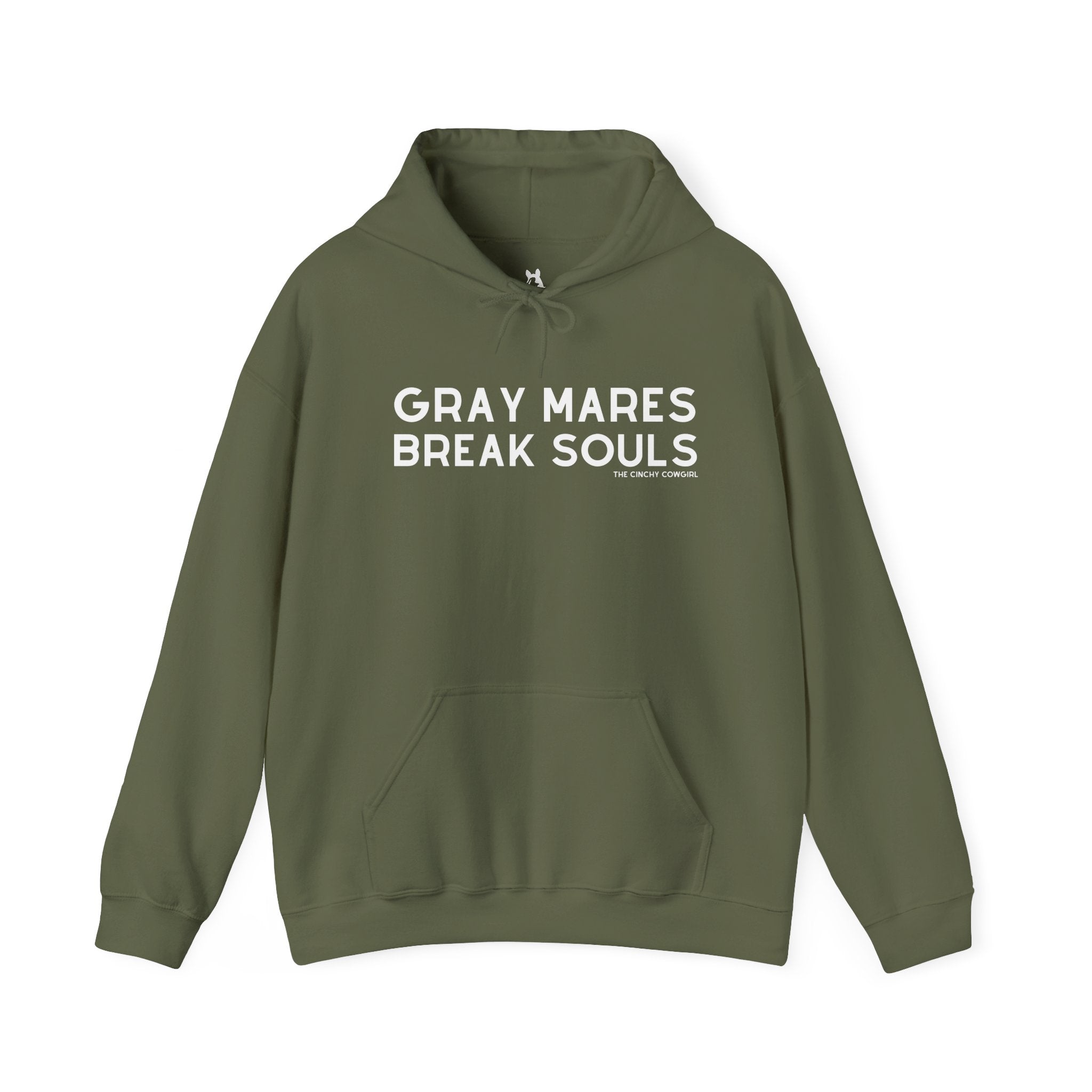 Gray Mares Break Souls Hoodie Hoodie The Cinchy Cowgirl - Print Military Green S