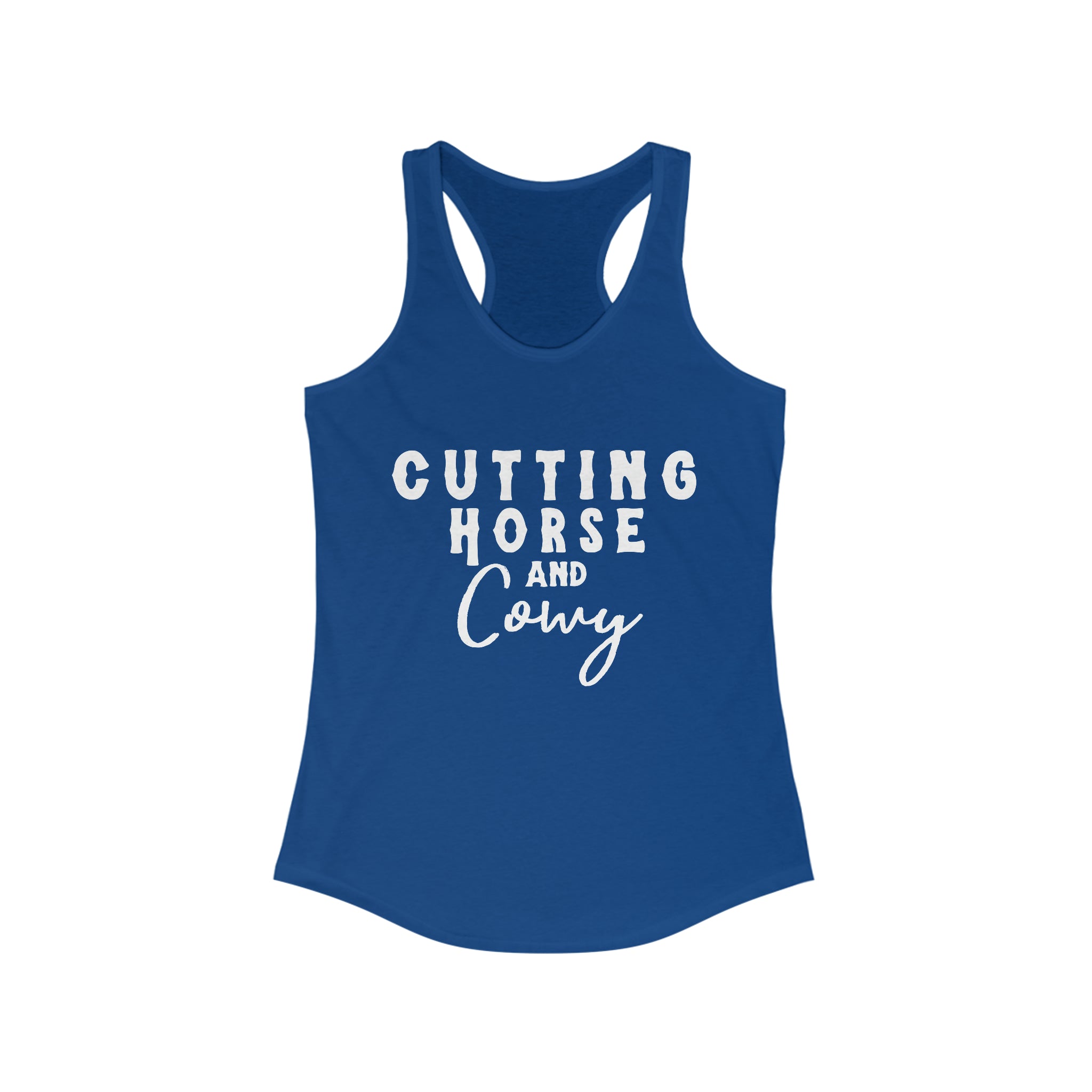 Cutting Horse & Cowy Racerback Tank Horse Riding Discipline Tee Printify XS Solid Royal