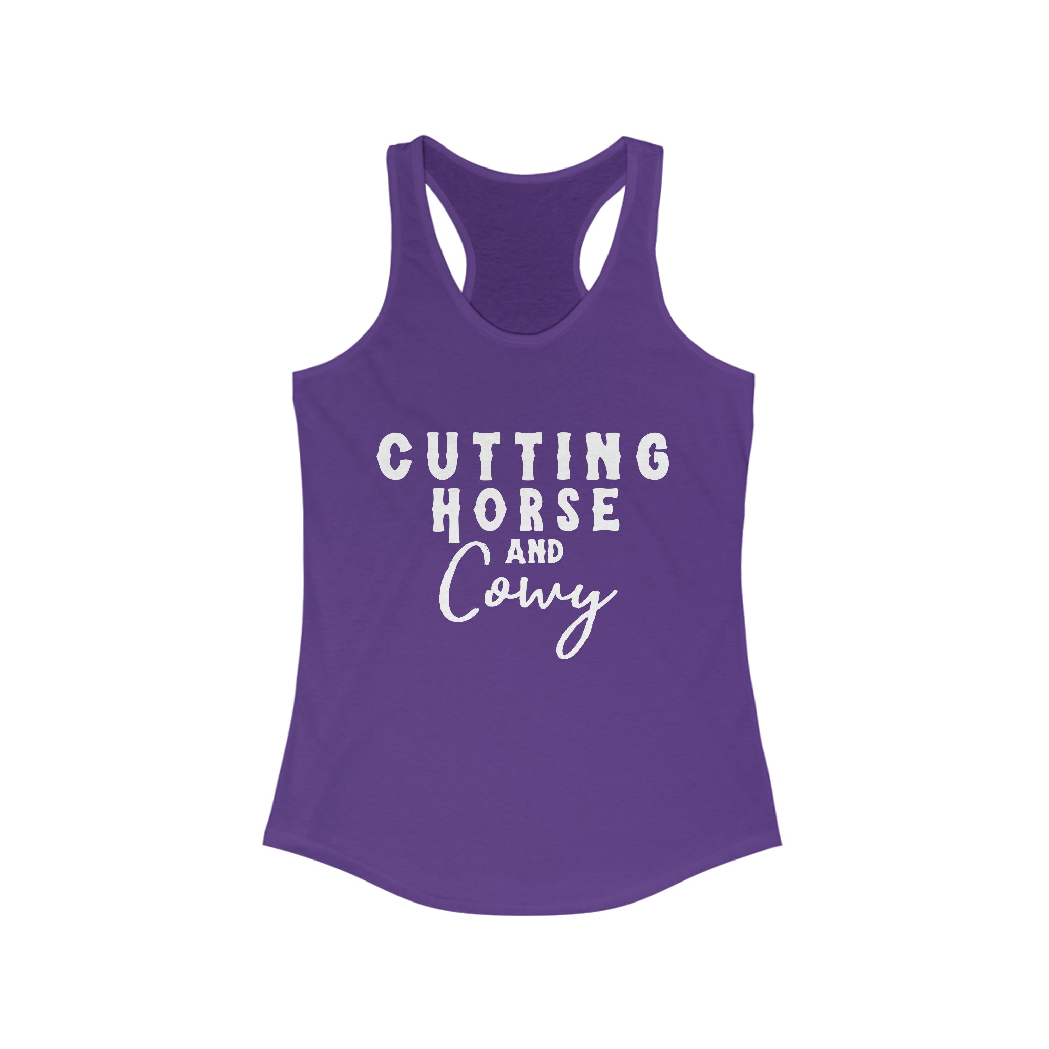 Cutting Horse & Cowy Racerback Tank Horse Riding Discipline Tee Printify XS Solid Purple Rush