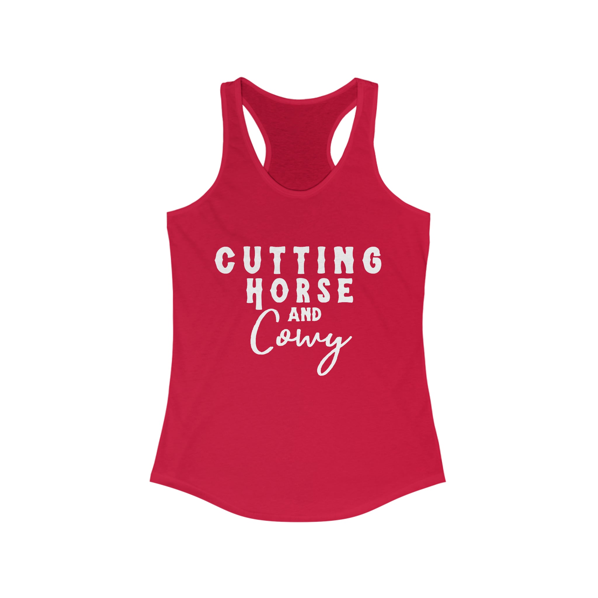 Cutting Horse & Cowy Racerback Tank Horse Riding Discipline Tee Printify XS Solid Red