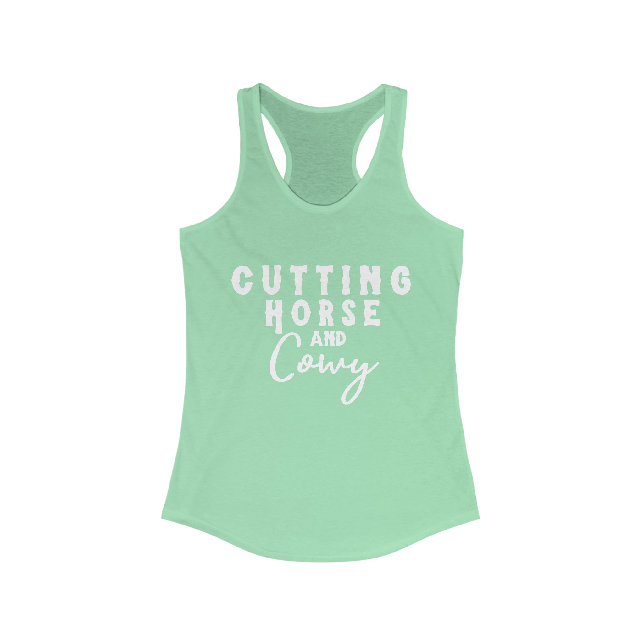 Cutting Horse & Cowy Racerback Tank Horse Riding Discipline Tee Printify XS Solid Mint