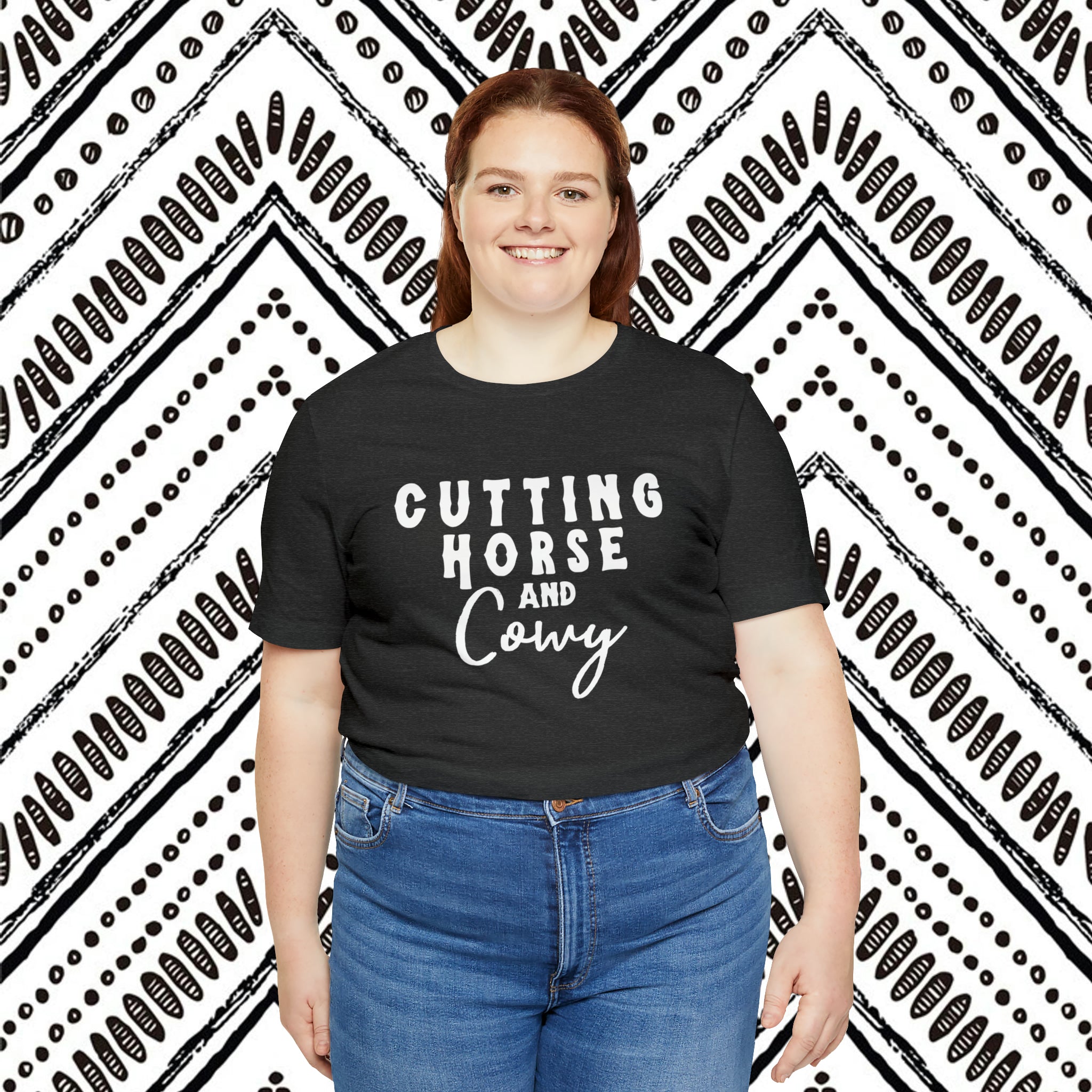 Cutting Horse & Cowy Short Sleeve Tee Horse Riding Discipline Tee Printify