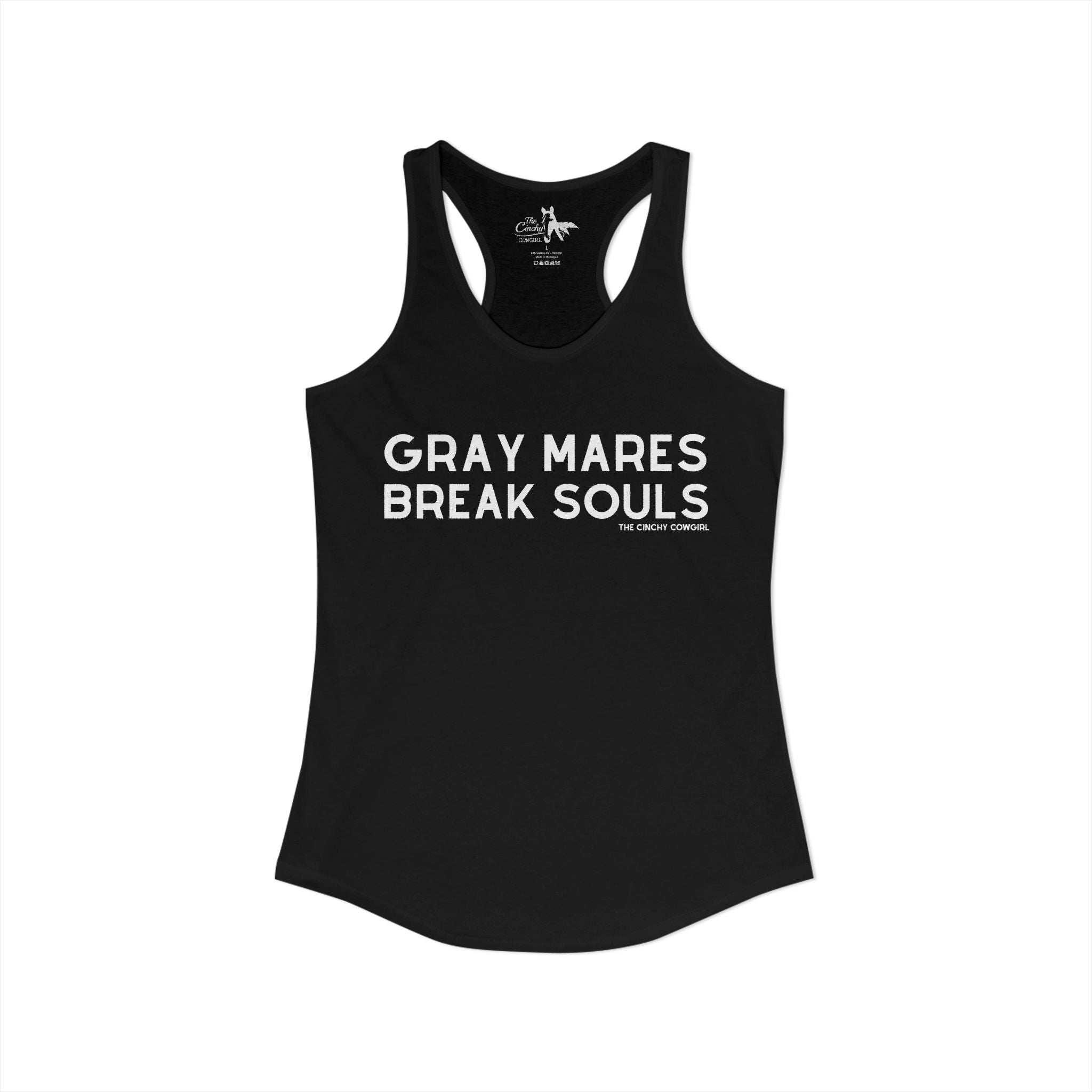 Gray Mares Break Souls Tank Top Tank Top The Cinchy Cowgirl - Print XS Solid Black