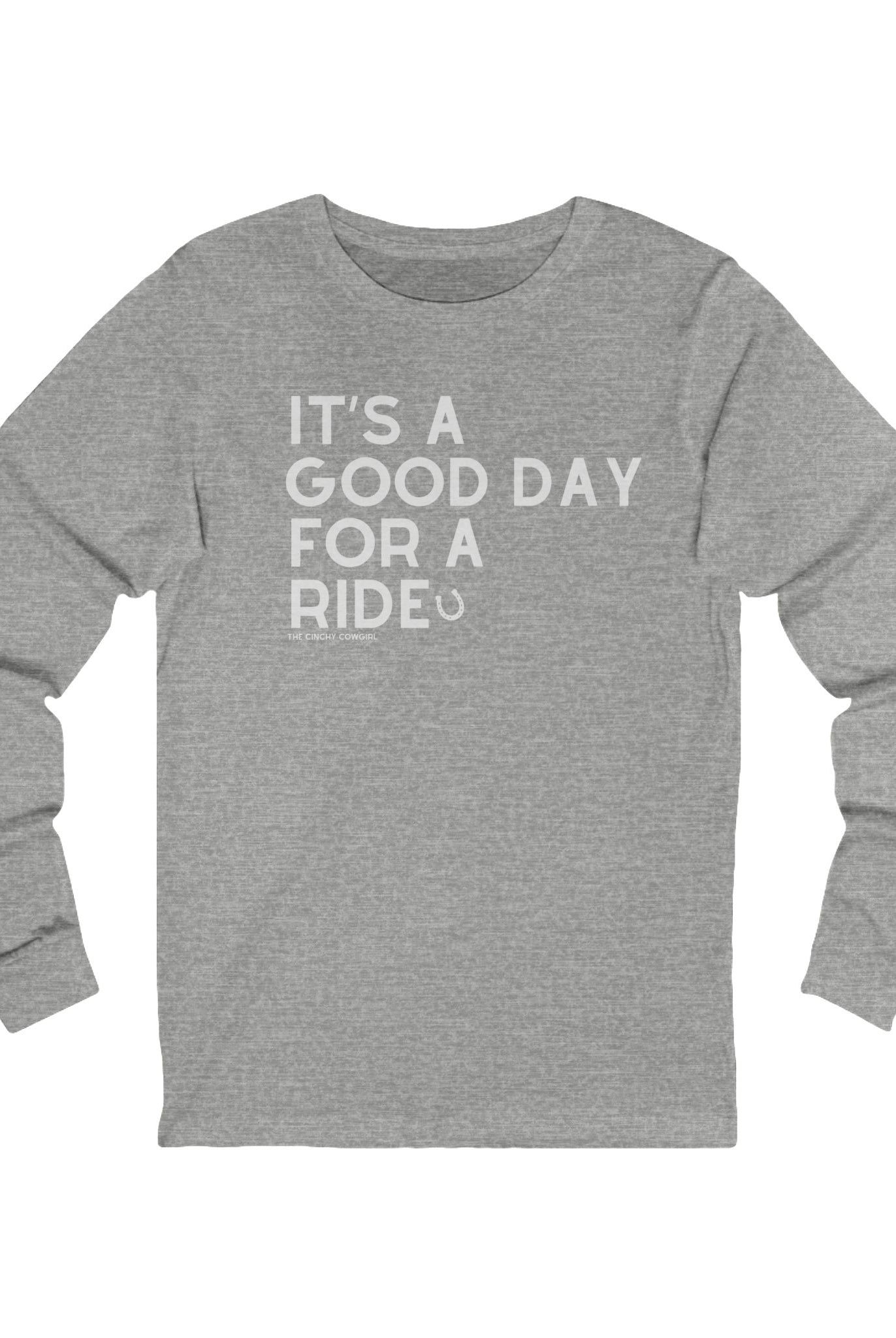 It's A Good Day For A Ride Long Sleeve Tee Long-sleeve The Cinchy Cowgirl - Print S Athletic Heather