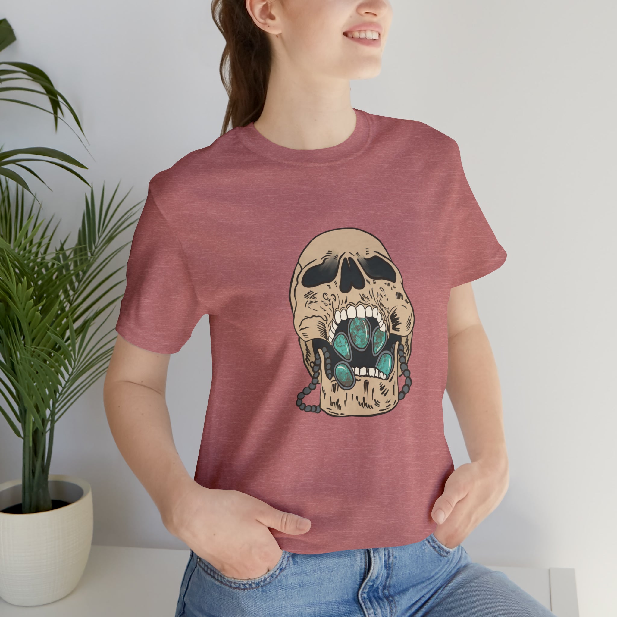 Squash Blossom Skull Short Sleeve Tee tcc graphic tee Printify Heather Mauve XS