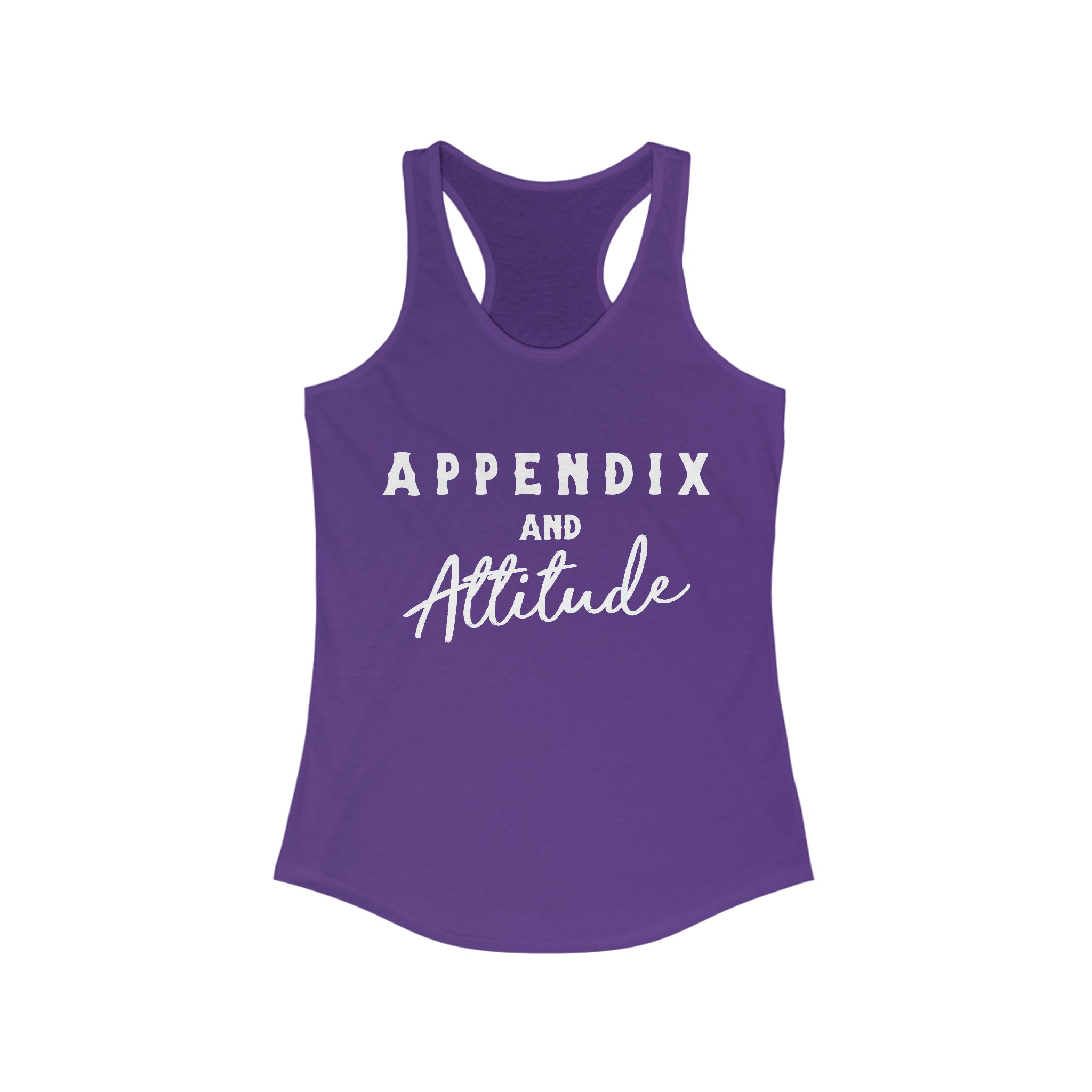 Appendix & Attitude Racerback Tank Horse Color Shirts Printify XS Solid Purple Rush