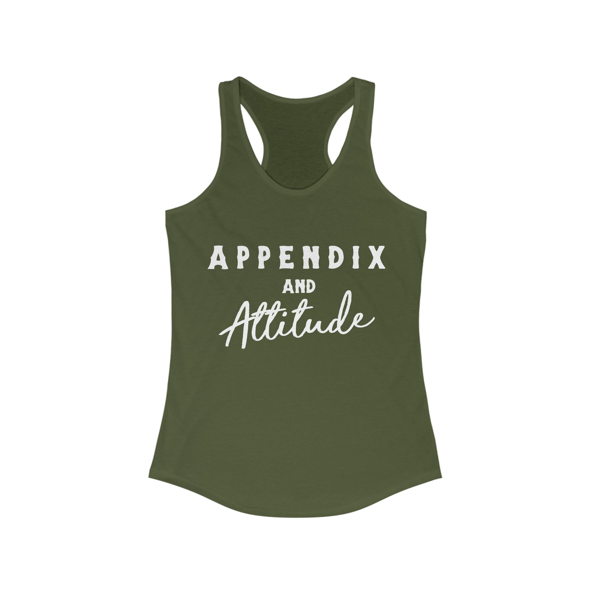 Appendix & Attitude Racerback Tank Horse Color Shirts Printify XS Solid Military Green