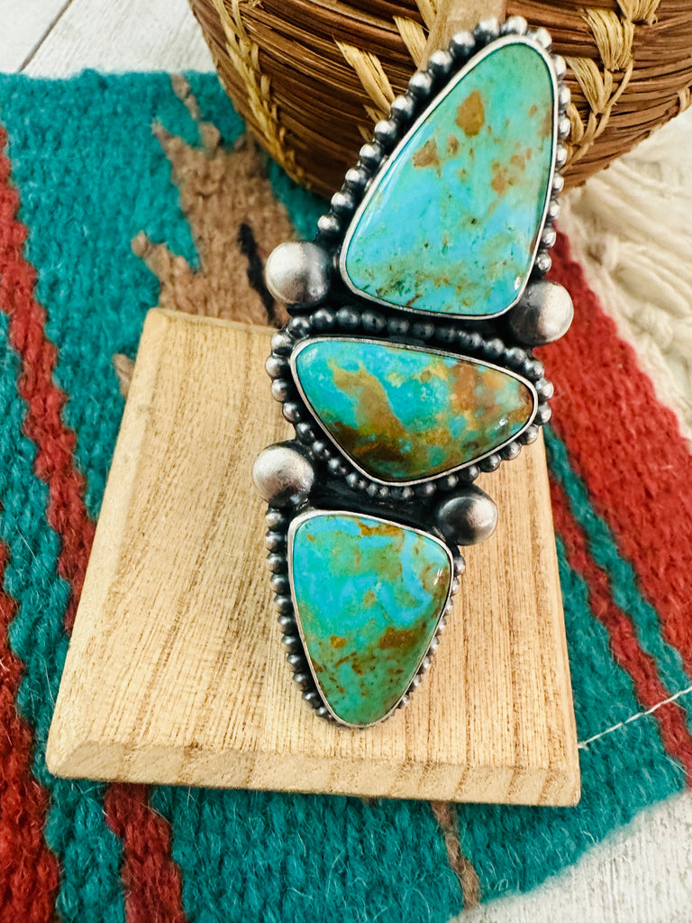 Navajo Royston Turquoise & Sterling Silver Adjustable Ring by Ernest Begay NT jewelry Nizhoni Traders LLC   