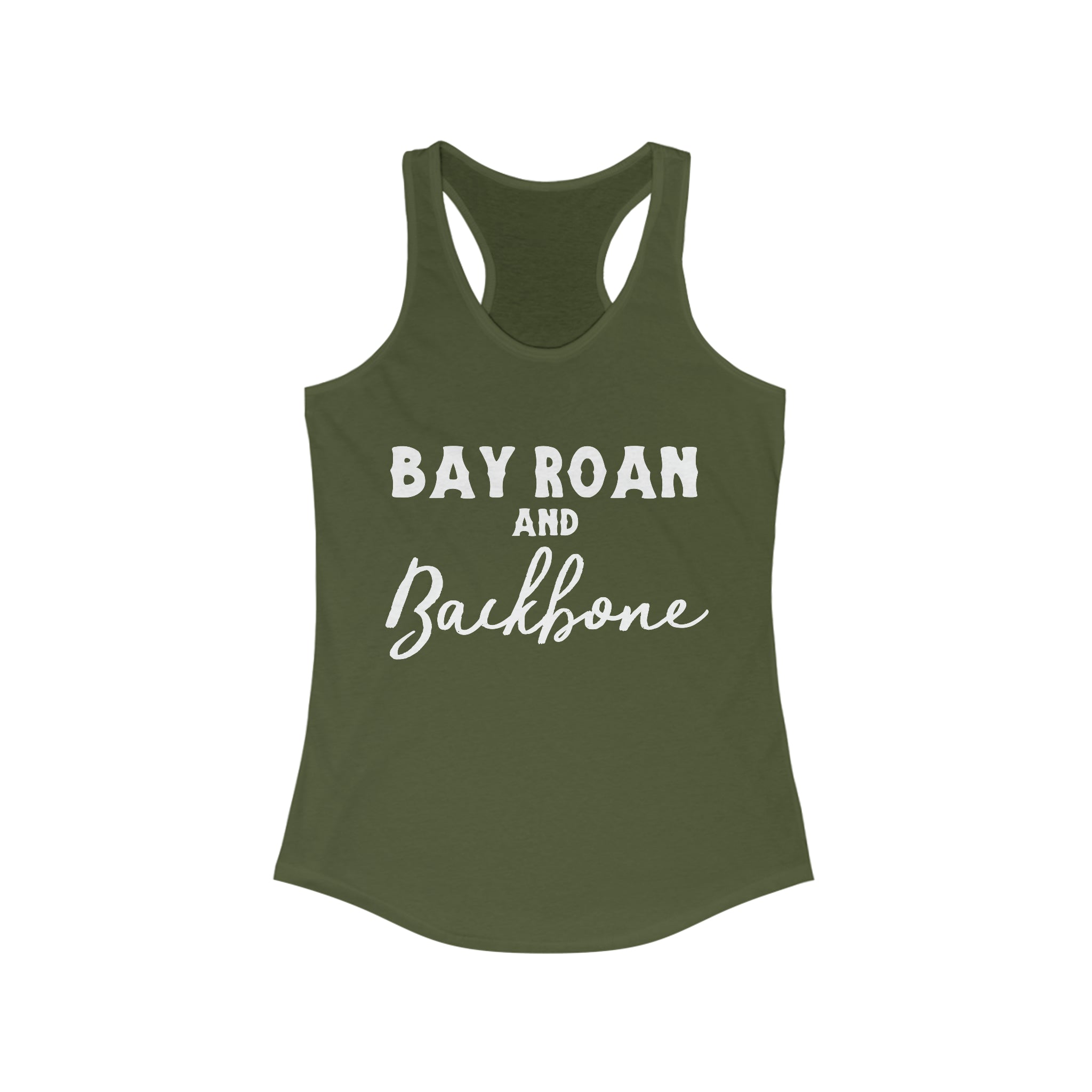 Bay Roan & Backbone Racerback Tank Horse Color Shirts Printify XS Solid Military Green