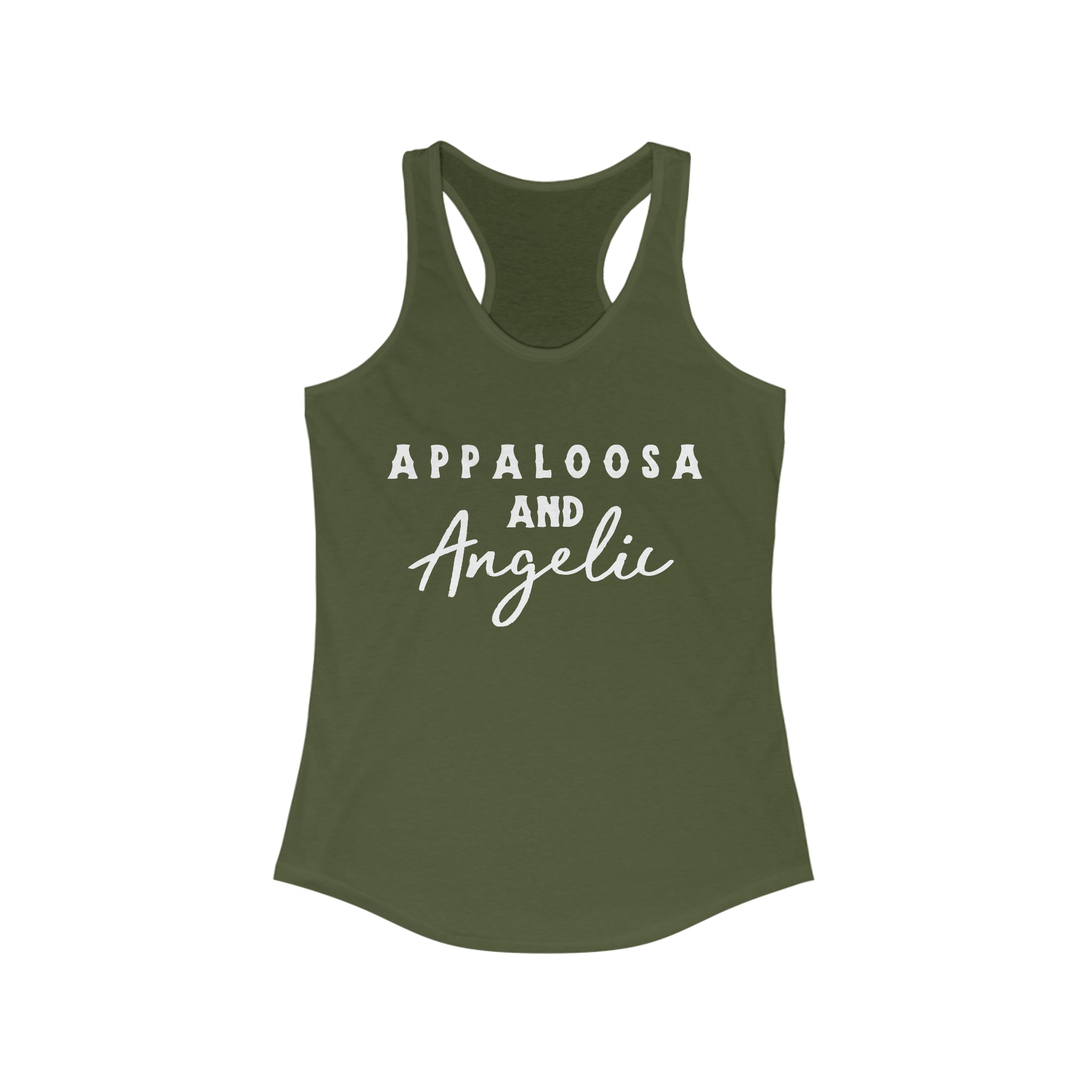 Appaloosa & Angelic Racerback Tank Horse Color Shirts Printify XS Solid Military Green