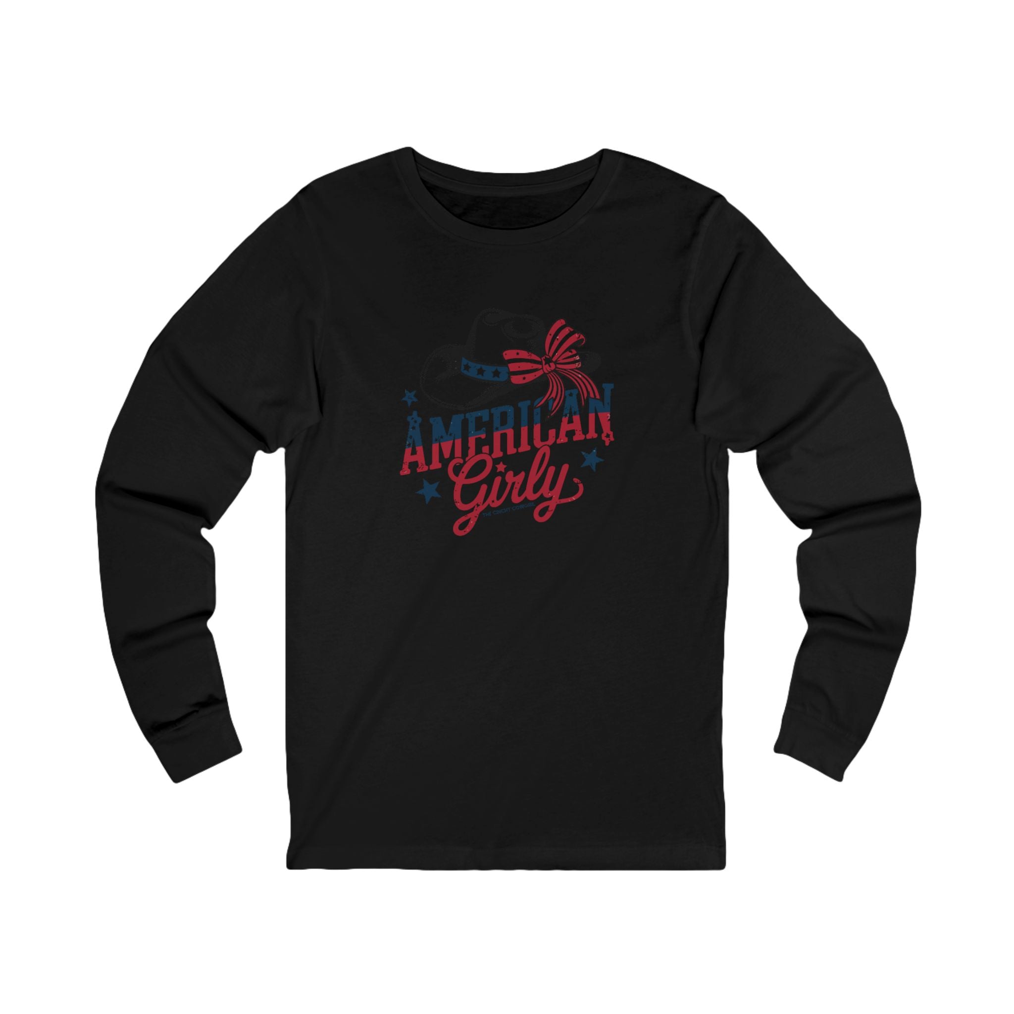 American Girly Long Sleeve Tee Long-sleeve The Cinchy Cowgirl - Print S Black