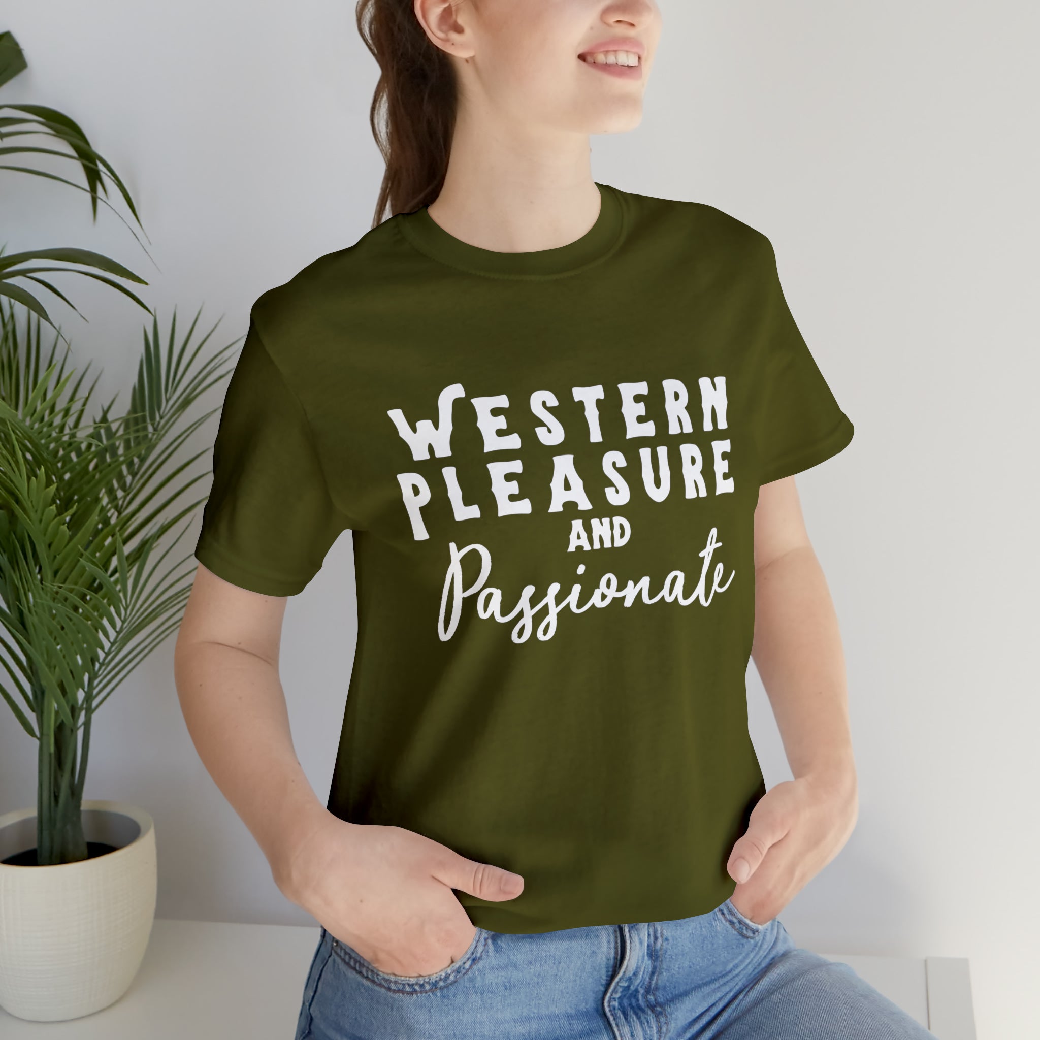Western Pleasure & Passionate Short Sleeve Tee Horse Riding Discipline Tee Printify Olive XS
