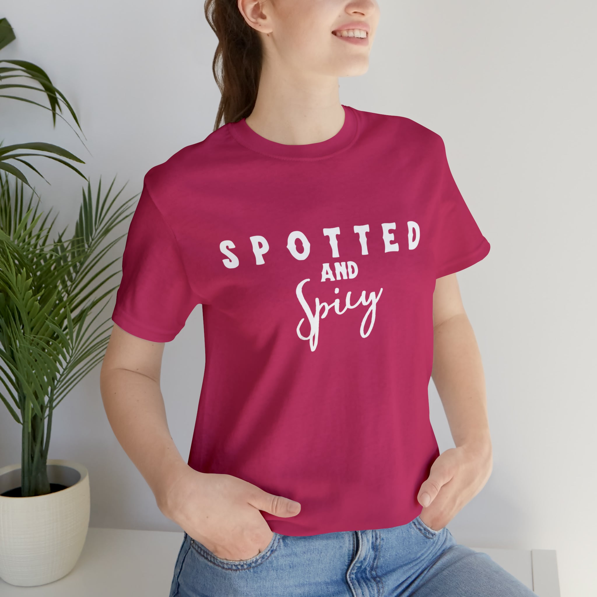 Spotted & Spicy Short Sleeve Tee Horse Color Shirt Printify Berry XS