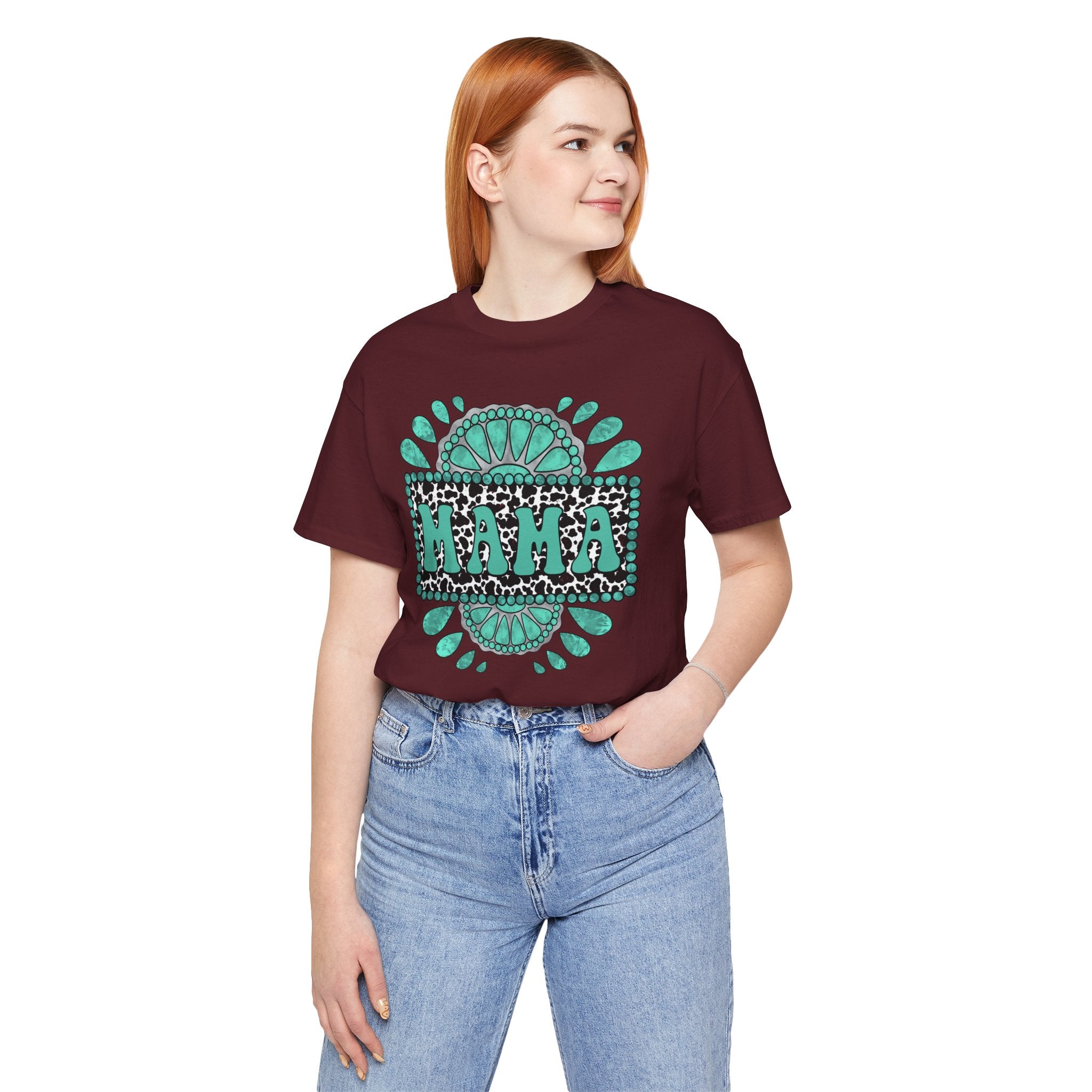 Turquoise Western Mama Short Sleeve Graphic Tee (Available In 14 Colors) T-Shirt Printify
