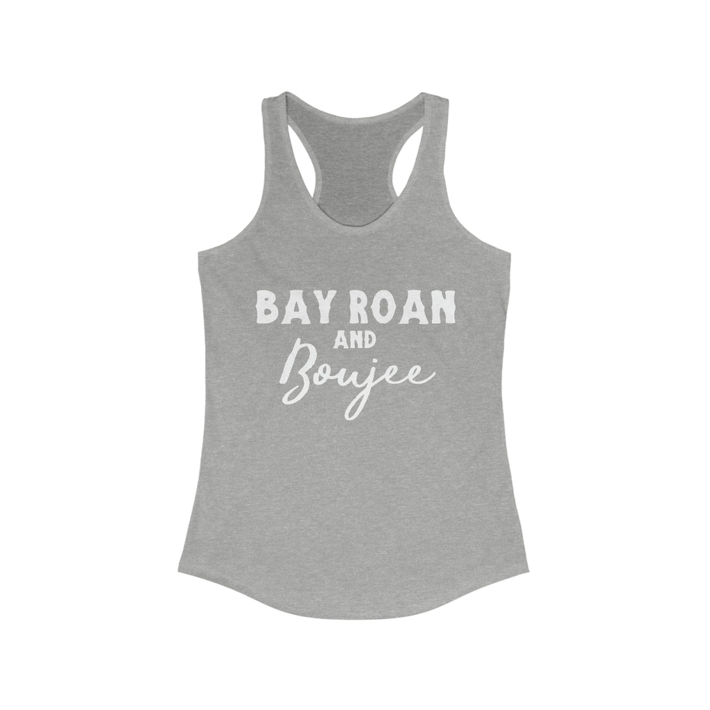 Bay Roan & Boujee Racerback Tank Horse Color Shirts Printify XS Heather Grey 