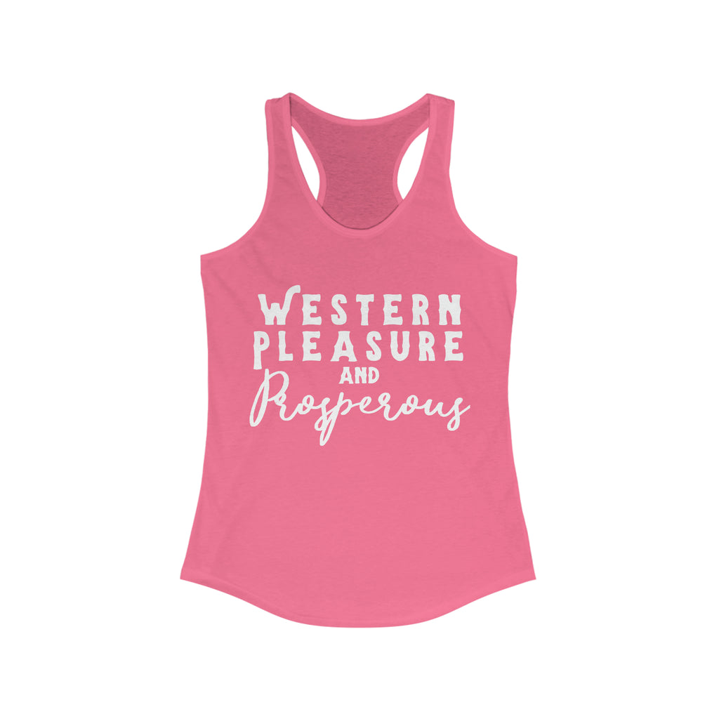 Western Pleasure & Prosperous Racerback Tank Horse Riding Discipline Tee Printify XS Solid Hot Pink 