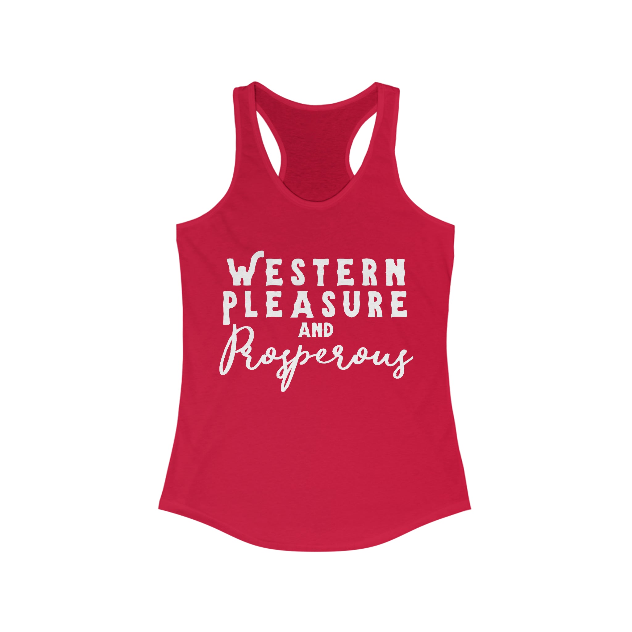 Western Pleasure & Prosperous Racerback Tank Horse Riding Discipline Tee Printify XS Solid Red