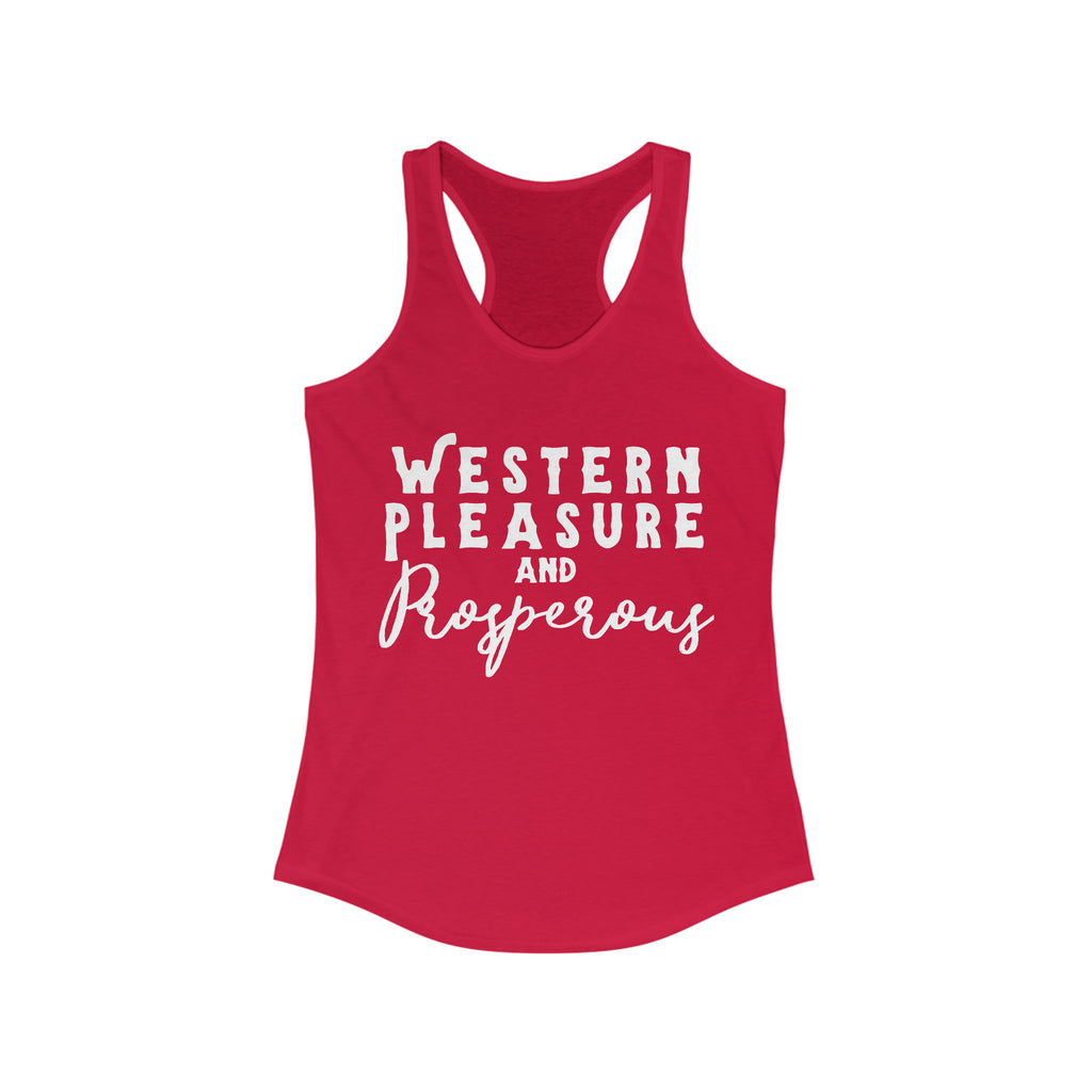Western Pleasure & Prosperous Racerback Tank Horse Riding Discipline Tee Printify S Solid Red 