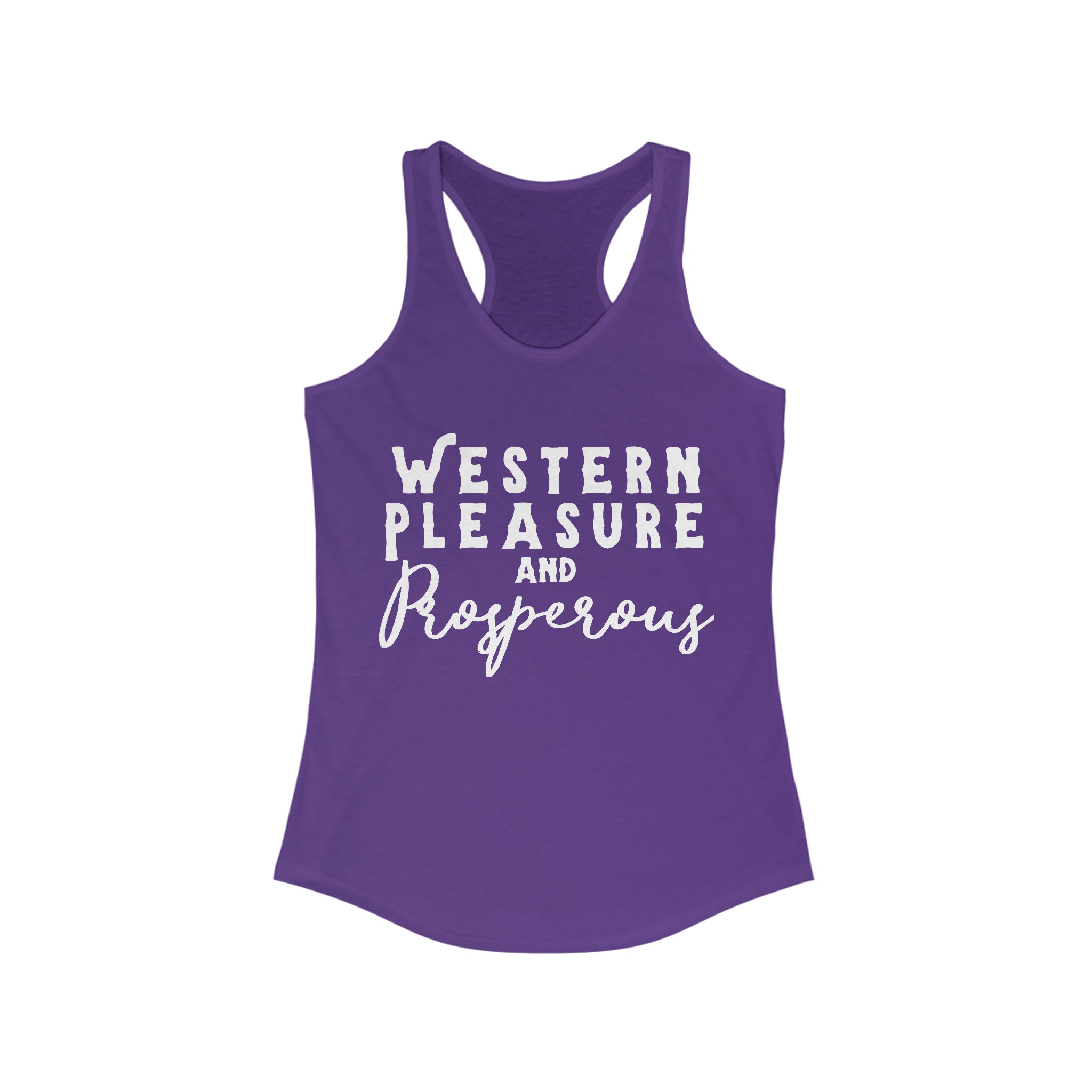 Western Pleasure & Prosperous Racerback Tank Horse Riding Discipline Tee Printify XS Solid Purple Rush