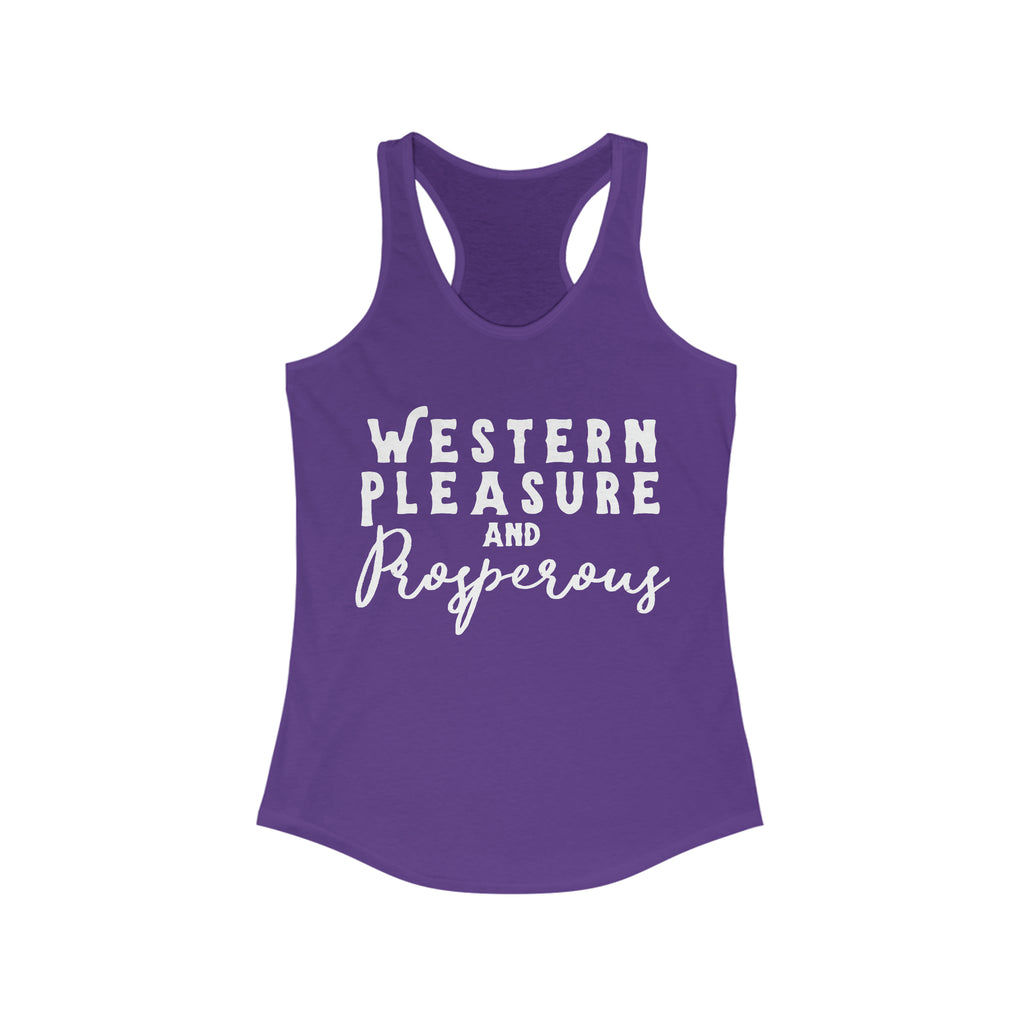 Western Pleasure & Prosperous Racerback Tank Horse Riding Discipline Tee Printify S Solid Purple Rush 