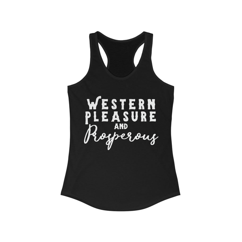 Western Pleasure & Prosperous Racerback Tank Horse Riding Discipline Tee Printify XS Solid Black 