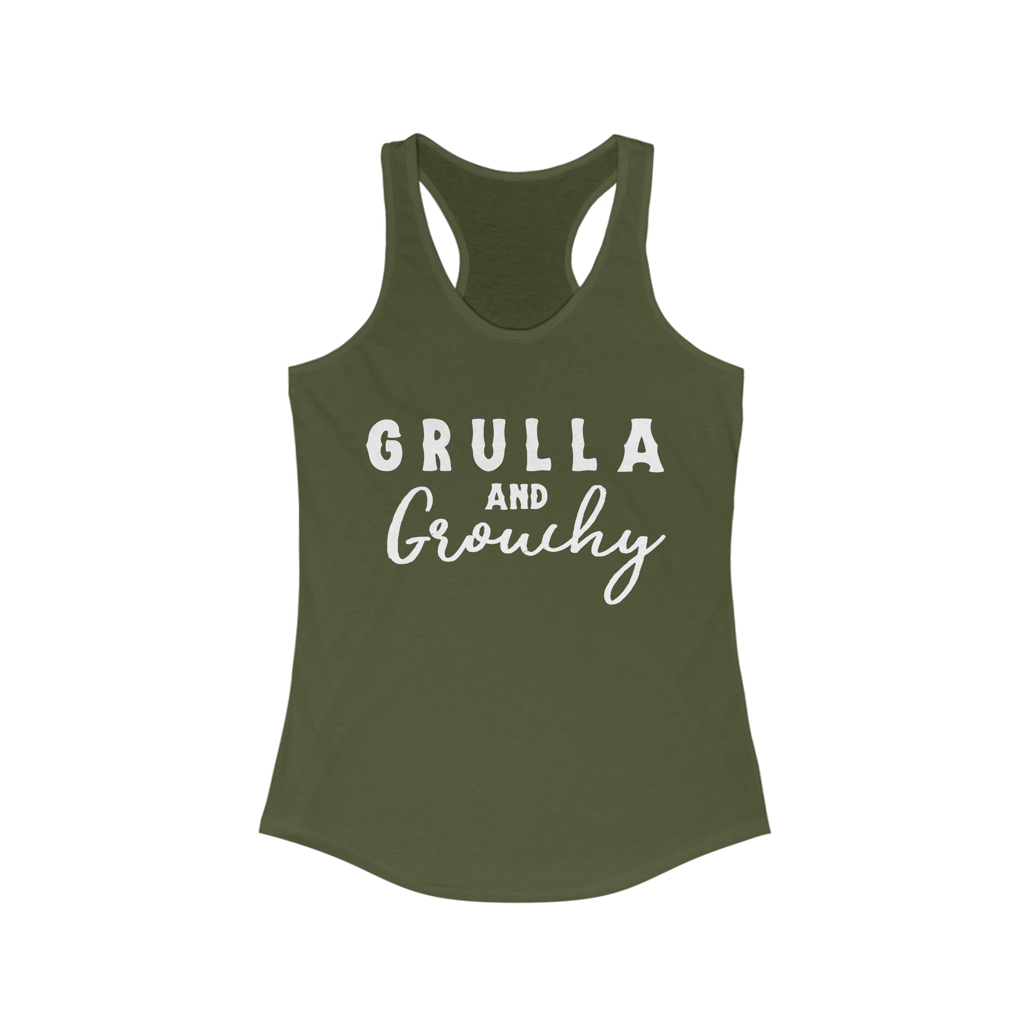 Grulla & Grouchy Racerback Tank Horse Color Shirts Printify XS Solid Military Green